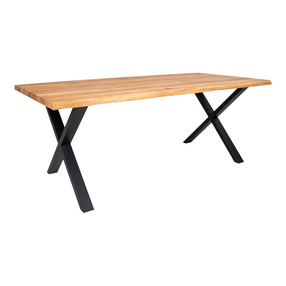Toulon Spisebord - Spisebord Med Bølget Kant, Egetræ, Natur, Forberedt Til Tillægsplader 95X200X75 Cm ⎮ 5713917002498 ⎮ 2201470