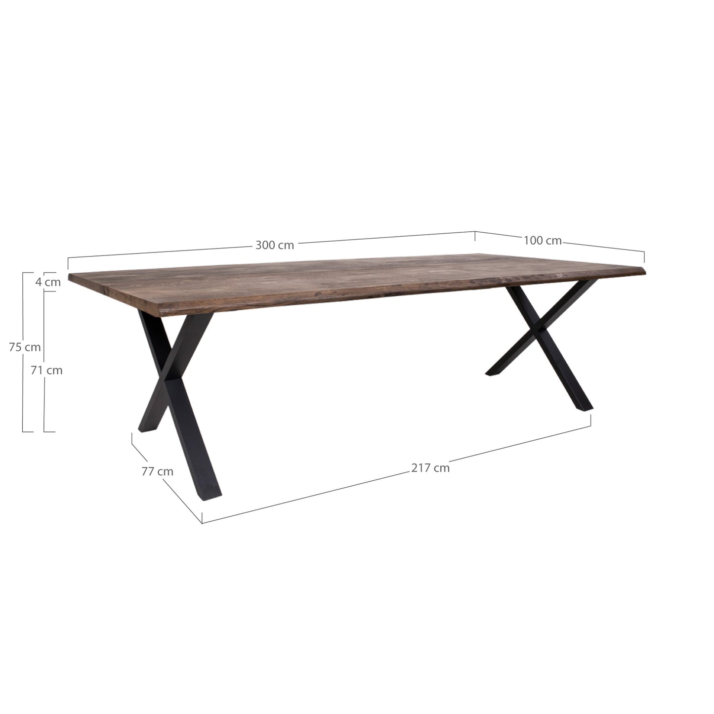 Toulon Spisebord - Spisebord Med Bølget Kant, Egetræ, Smoked, Forberedt Til Tillægsplader 100X300X75 Cm ⎮ 5713917009701 ⎮ 2201510