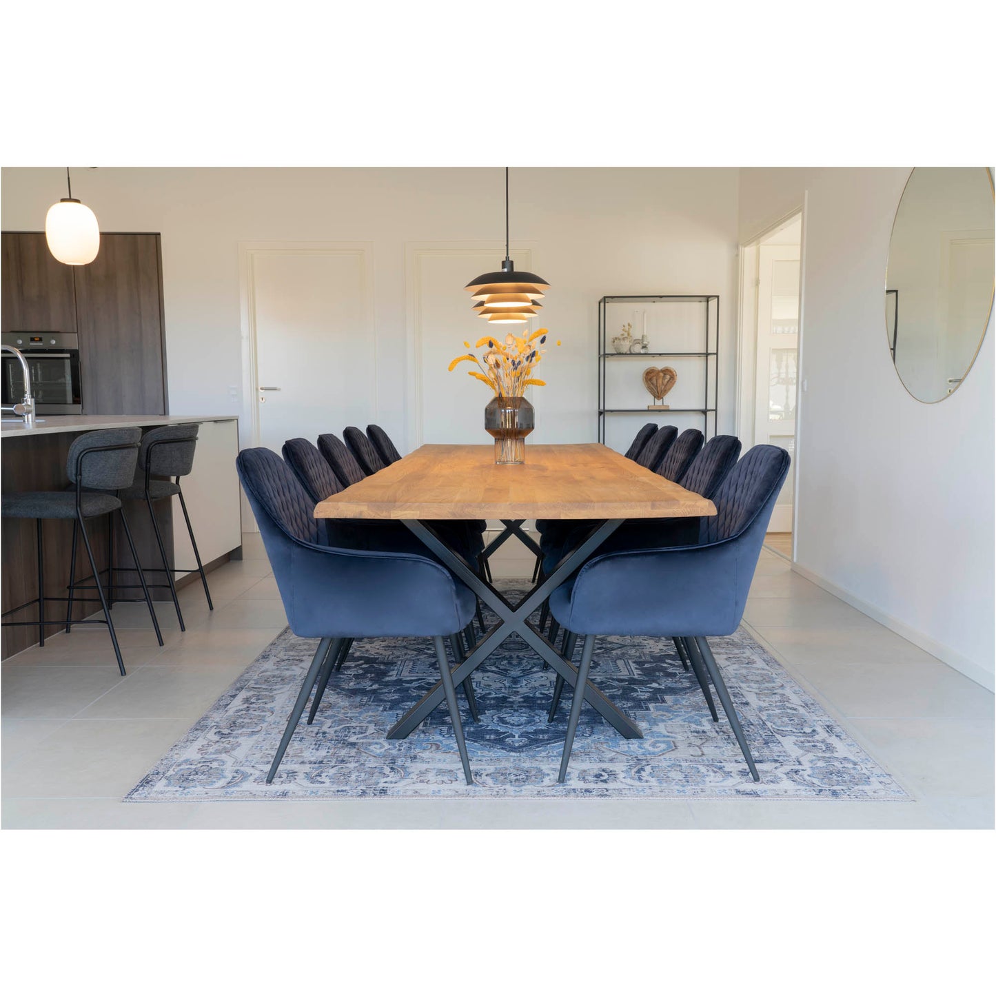 Toulon Spisebord - Spisebord Med Bølget Kant, Egetræ, Natur, Forberedt Til Tillægsplader 100X300X75 Cm ⎮ 5713917009718 ⎮ 2201520