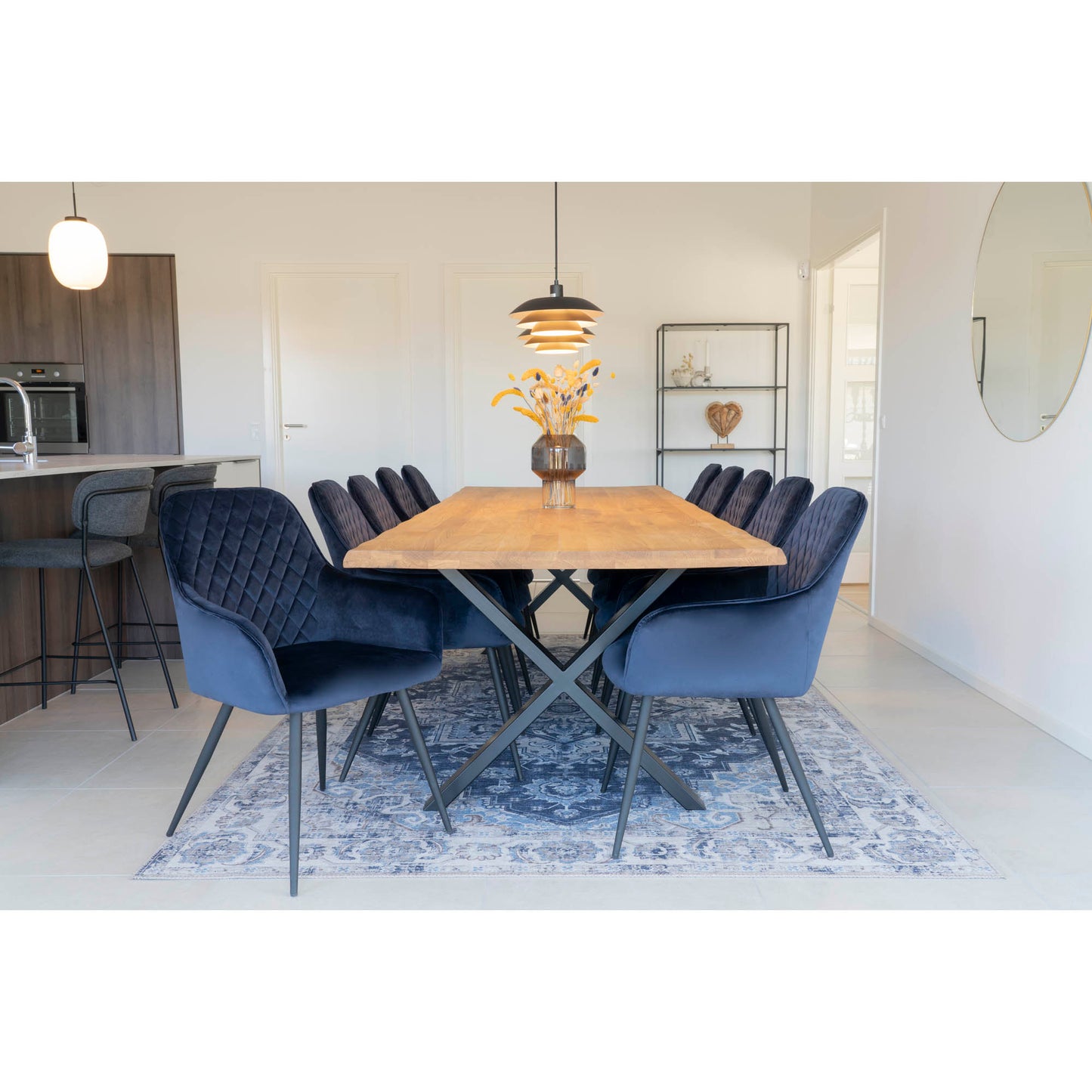Toulon Spisebord - Spisebord Med Bølget Kant, Egetræ, Natur, Forberedt Til Tillægsplader 100X300X75 Cm ⎮ 5713917009718 ⎮ 2201520