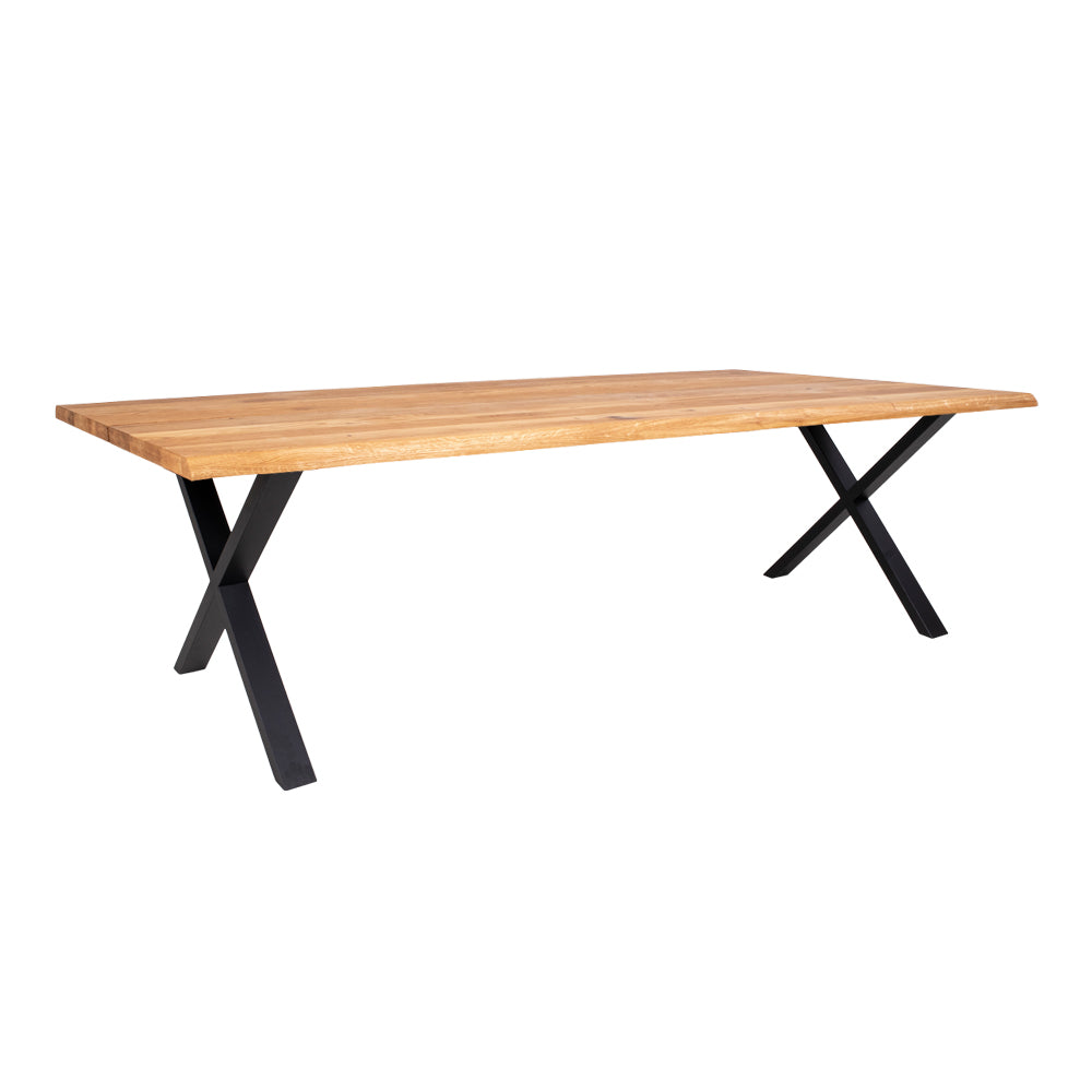 Toulon Spisebord - Spisebord Med Bølget Kant, Egetræ, Natur, Forberedt Til Tillægsplader 100X300X75 Cm ⎮ 5713917009718 ⎮ 2201520