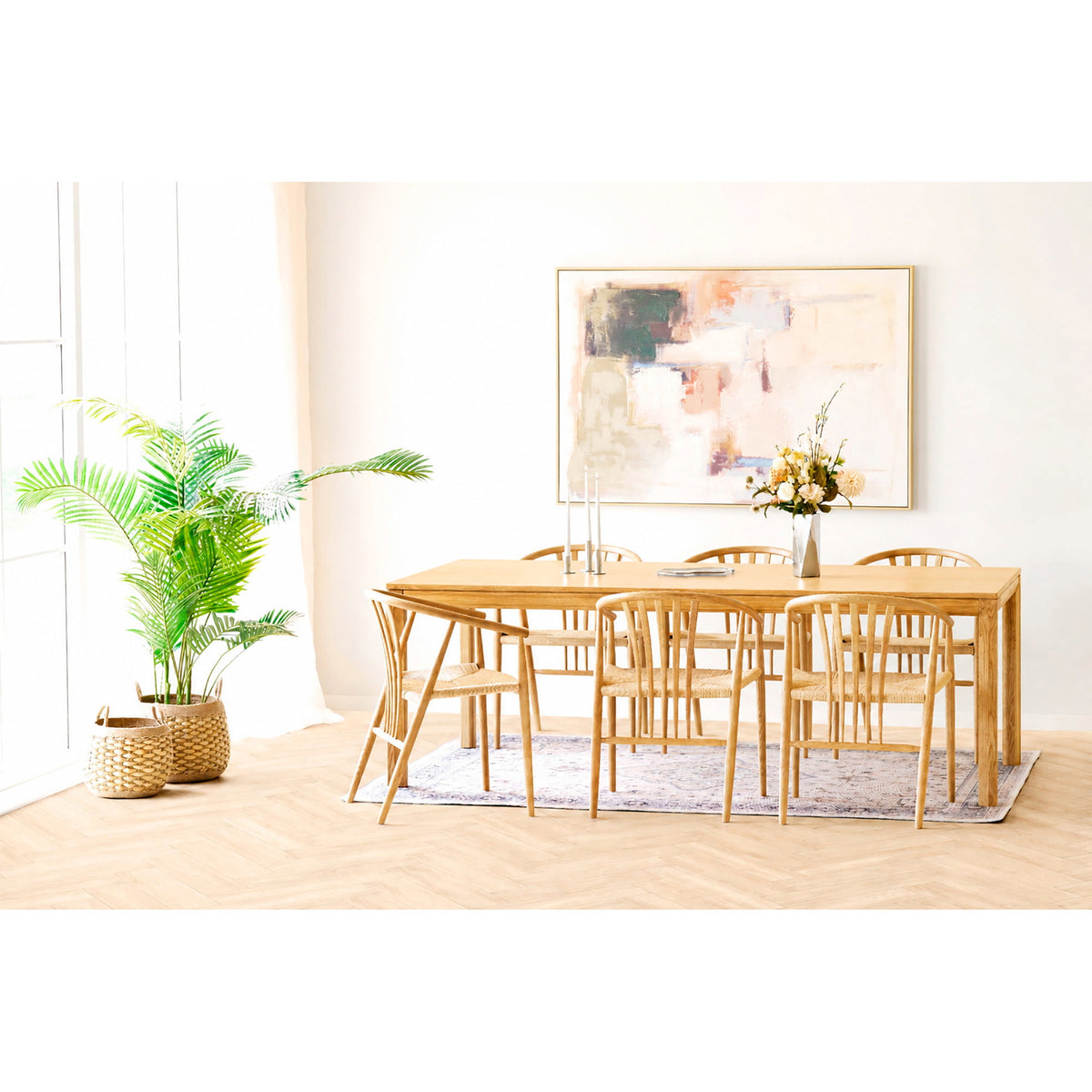 Bowen Spisebord - Spisebord, Eg, Natur, Inkl. To Tillægsplader 100X220-270-320X75 Cm ⎮ 5713917047413 ⎮ 2202046