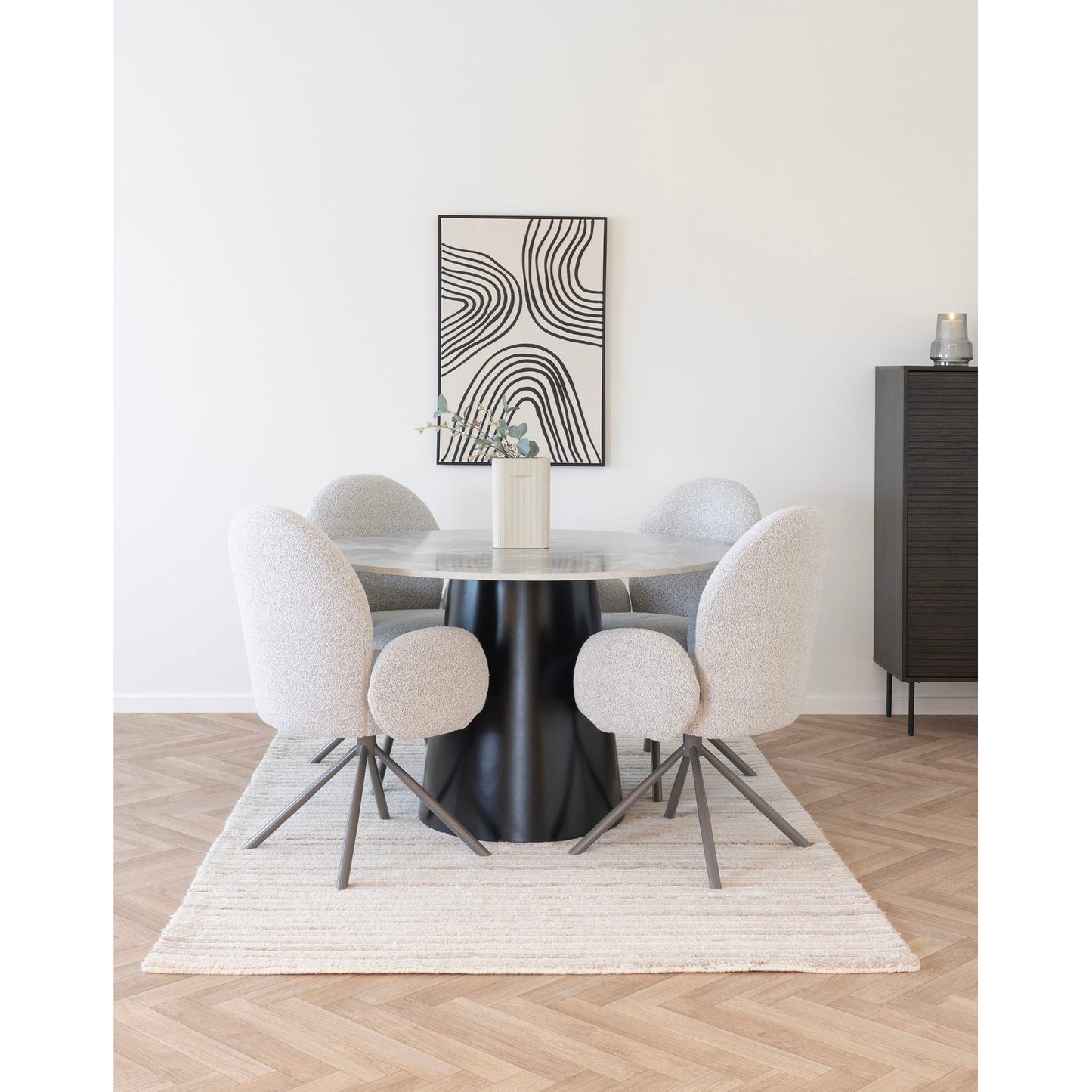 Brito Spisebord - Spisebord, Marmor Look, Grå, Sort Ø120X75 Cm ⎮ 5713917034819 ⎮ 2203080