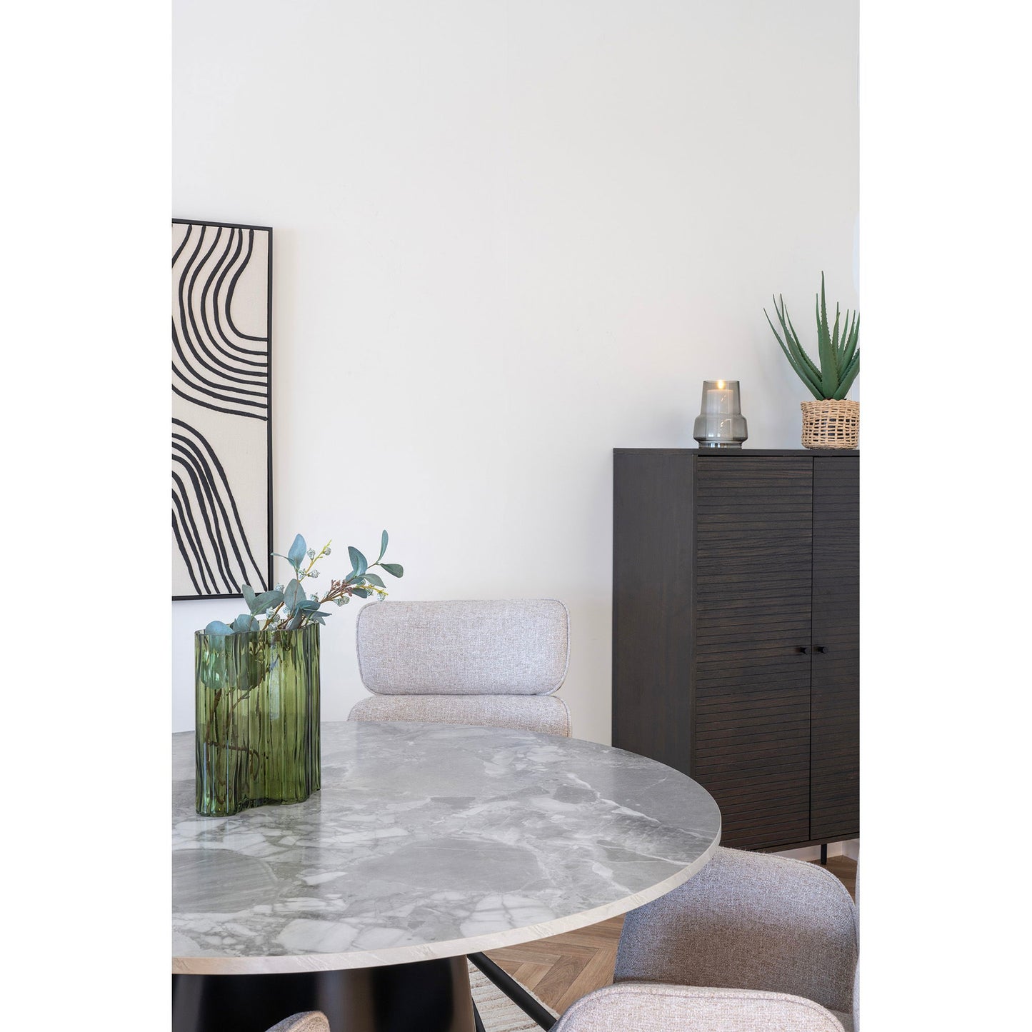 Brito Spisebord - Spisebord, Marmor Look, Grå, Sort Ø120X75 Cm ⎮ 5713917034819 ⎮ 2203080
