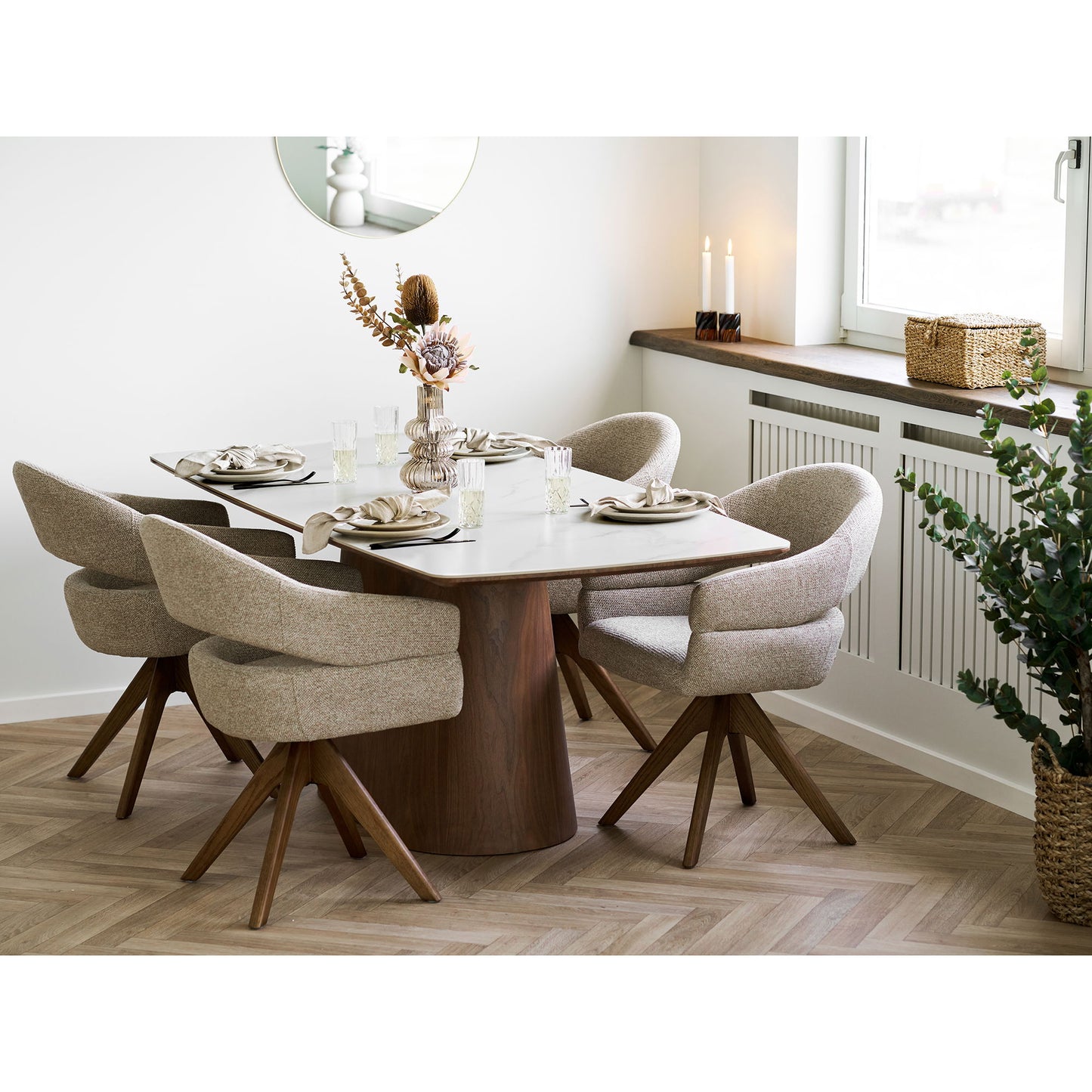 Noli Spisebord - Spisebord, Keramisk Bordplade/Askefiner, Hvid/Mørkebrun 90X200X76 Cm ⎮ 5713917042036 ⎮ 2203142