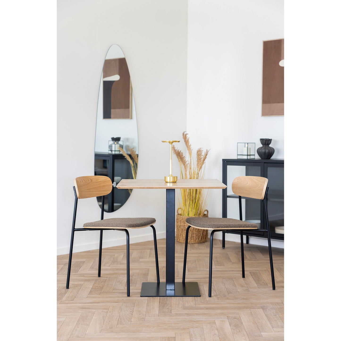 Fano Cafebord - Cafebord, Melamin, Natur, Sort Metal Base 70X70X75 Cm ⎮ 5713917033126 ⎮ 2250001