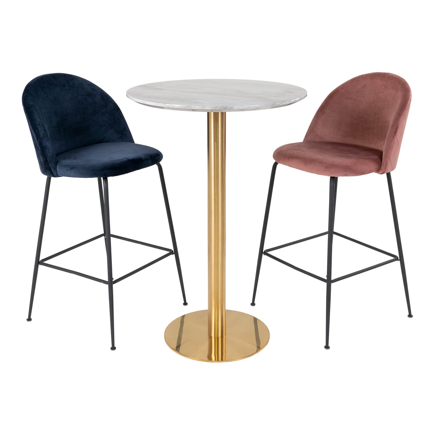 Bolzano Barbord - Barbord, Marmor Look Bordplade, Messing Look Base Ø70X105Cm ⎮ 5713917005420 ⎮ 2301000
