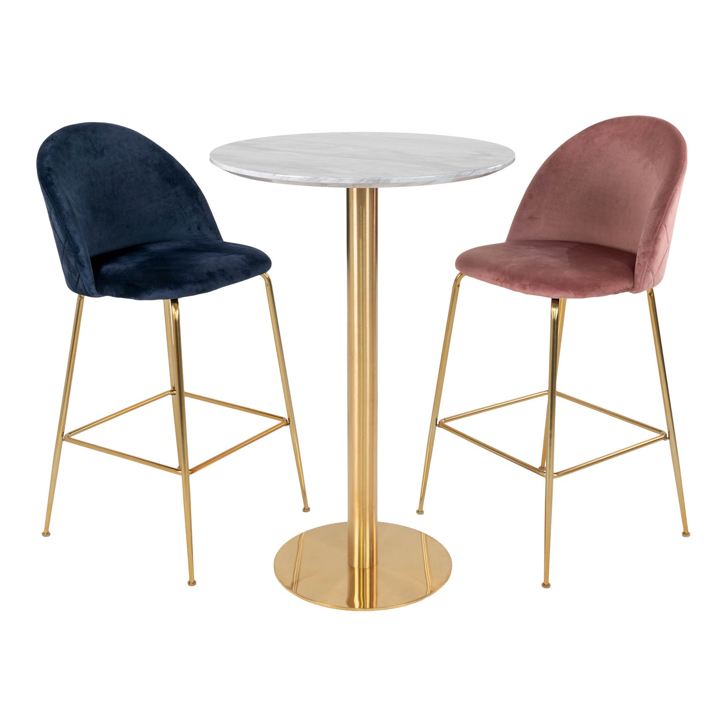 Bolzano Barbord - Barbord, Marmor Look Bordplade, Messing Look Base Ø70X105Cm ⎮ 5713917005420 ⎮ 2301000