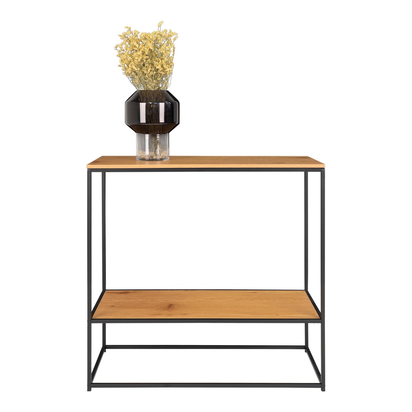 Vita Konsolbord - Konsolbord, 2 Hylder, Egetræslook, Sort Stel 80X36X80 Cm ⎮ 5713917008827 ⎮ 2301075