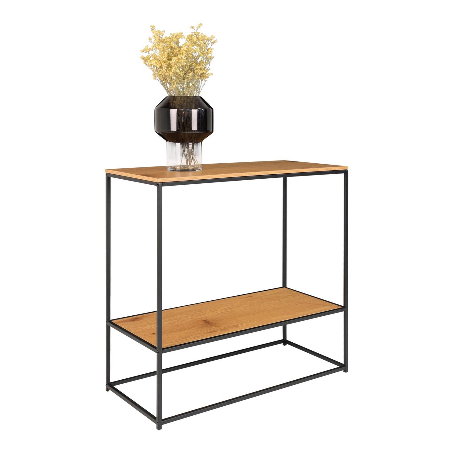 Vita Konsolbord - Konsolbord, 2 Hylder, Egetræslook, Sort Stel 80X36X80 Cm ⎮ 5713917008827 ⎮ 2301075