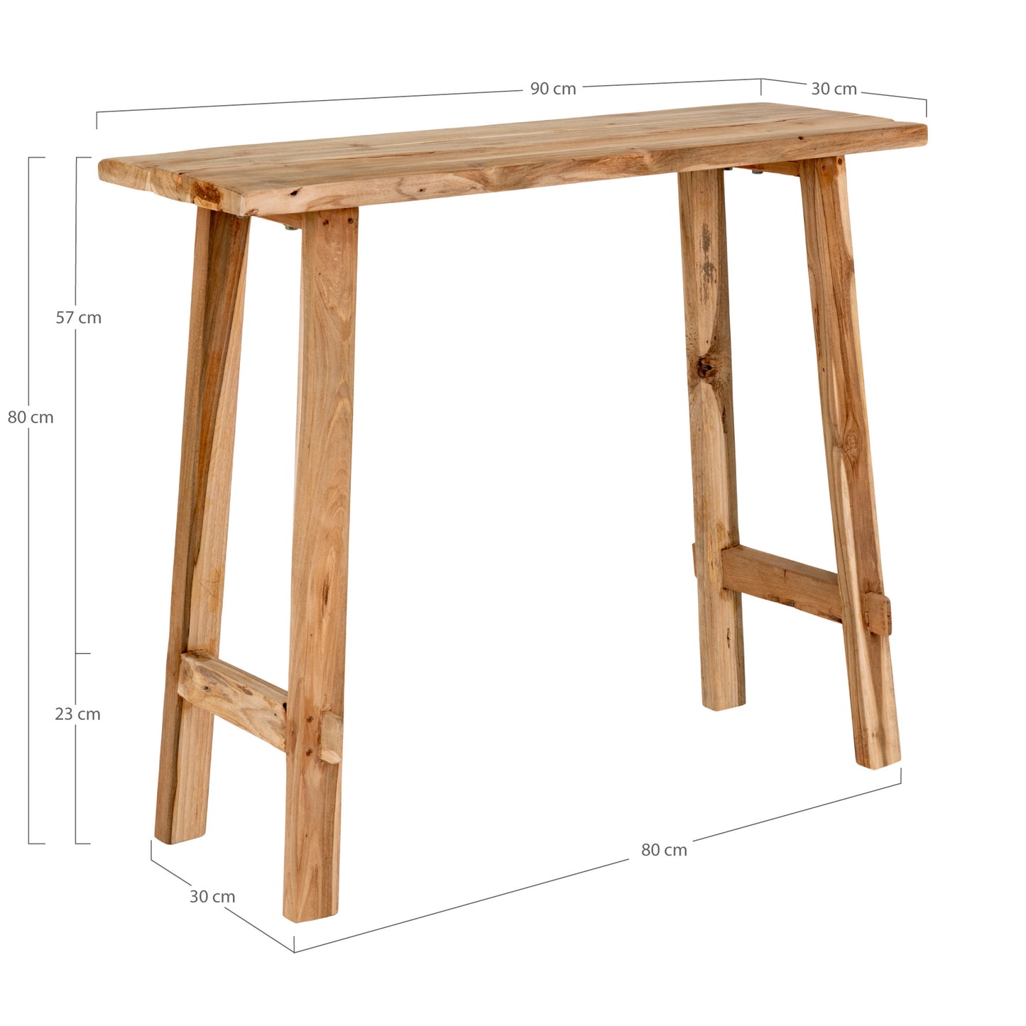 Girona Konsolbord - Konsolbord, Teak, Natur, 90X30X80 Cm ⎮ 5713917015474 ⎮ 2301090