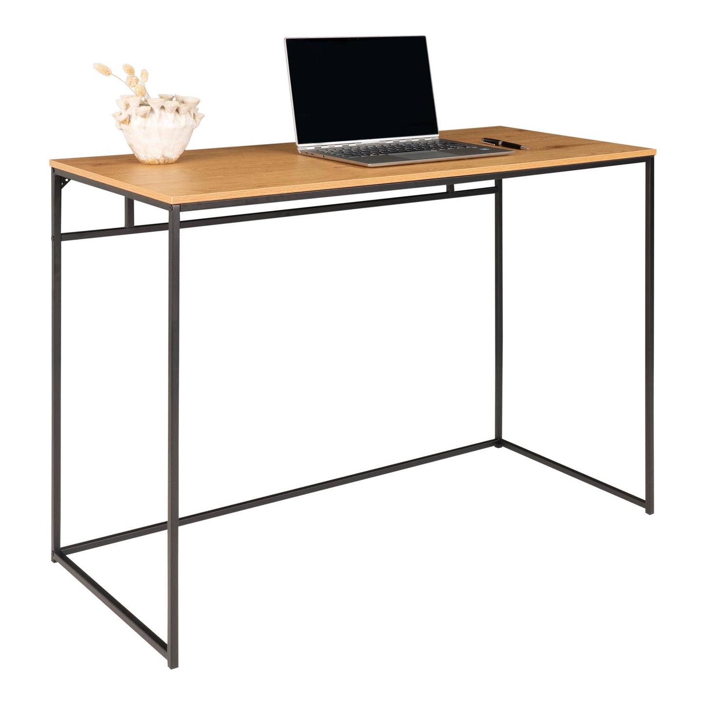 Vita Skrivebord - Skrivebord, Egetræslook Med Sort Stel 100X45X75 Cm ⎮ 5713917008858 ⎮ 2402055