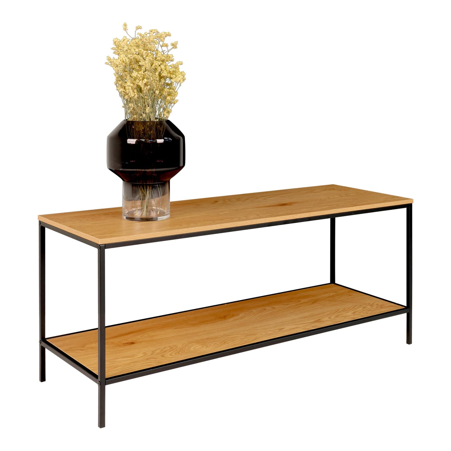 Vita Tv-Bænk - Tv-Bænk, 2 Hylder, Egetræslook, Sort Stel 100X36X45 Cm ⎮ 5713917008865 ⎮ 2501035