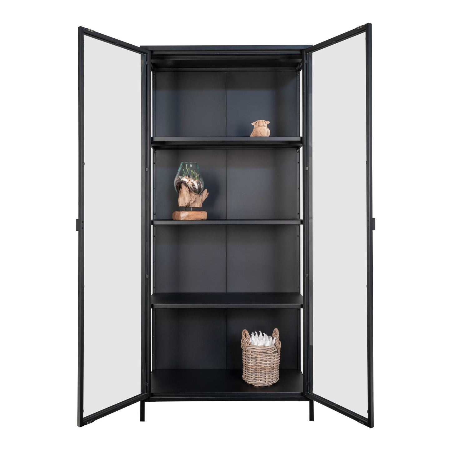 Brisbane Vitrineskab - Vitrineskab, 2 Glaslåger, Stål, Sort 80X35X175 Cm ⎮ 5713917005307 ⎮ 3001040