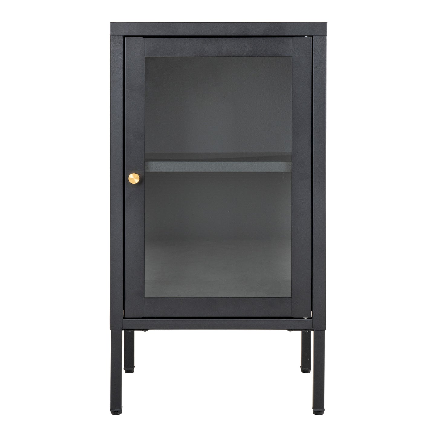 Dalby Skab - Skab, 1 Glaslåge, Stål, Sort 38X35X70 Cm ⎮ 5713917022731 ⎮ 3001046