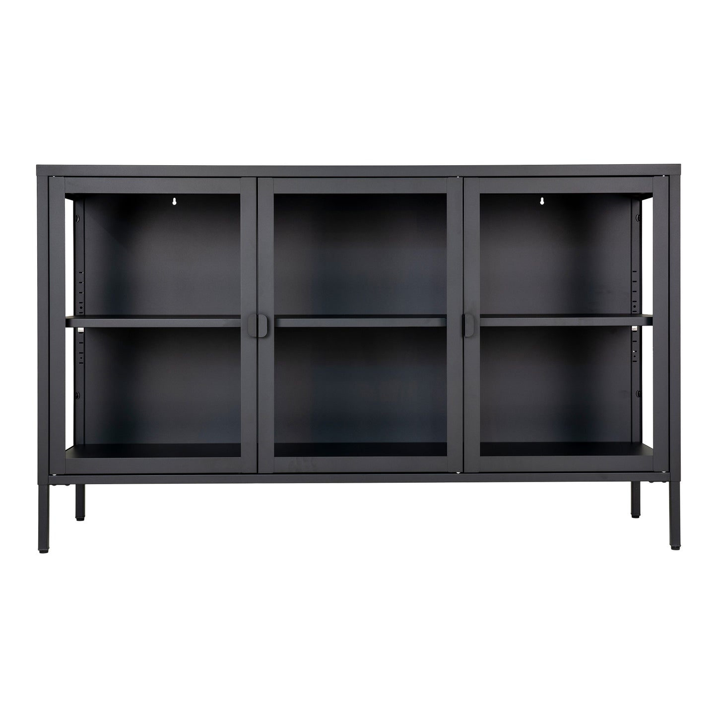 Brisbane Skænk - Skænk, 3 Glaslåger, Stål, Sort 140X40X85 Cm ⎮ 5713917018536 ⎮ 3001050