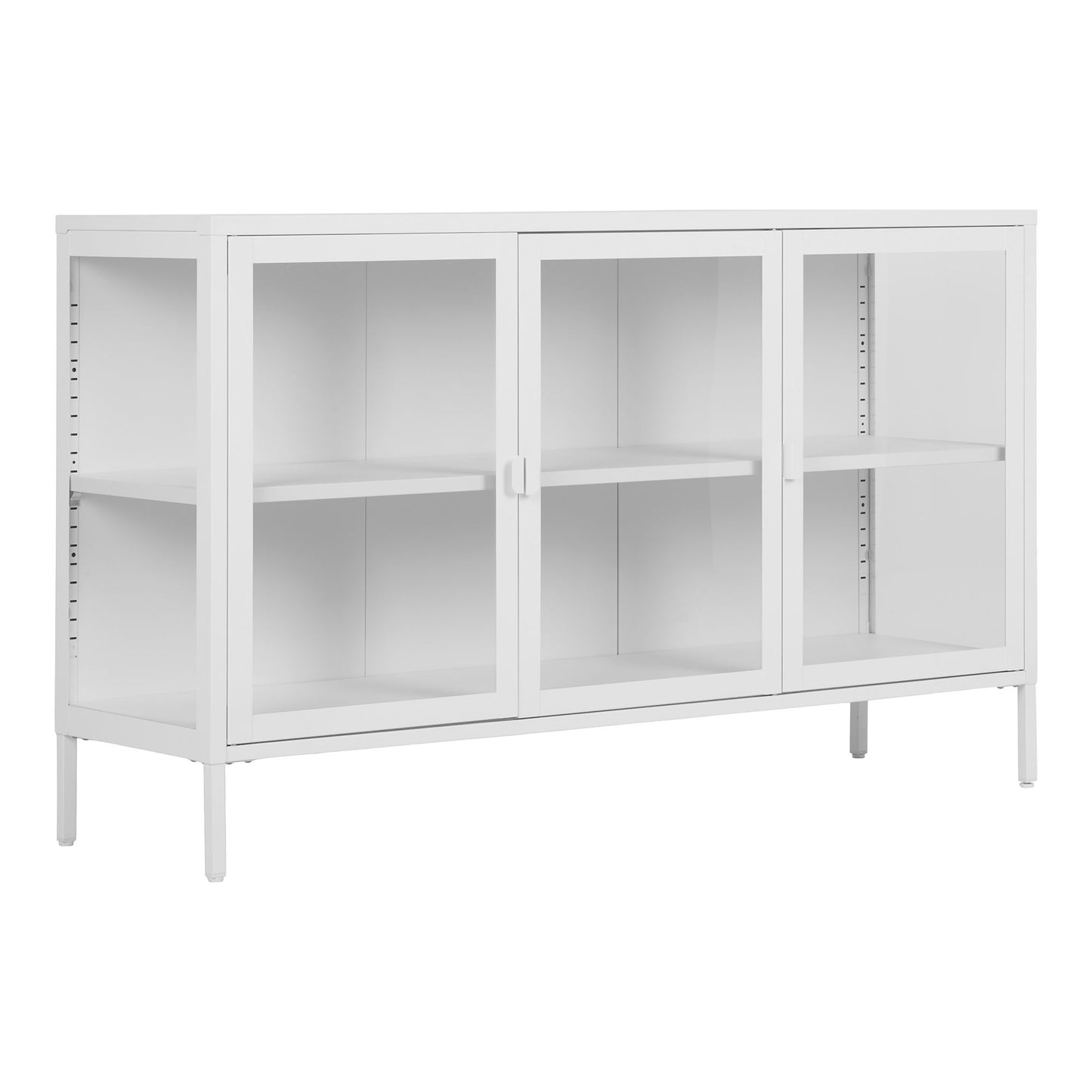 Brisbane Skænk - Skænk, 3 Glaslåger, Stål, Hvid 140X40X85 Cm ⎮ 5713917031429 ⎮ 3001051