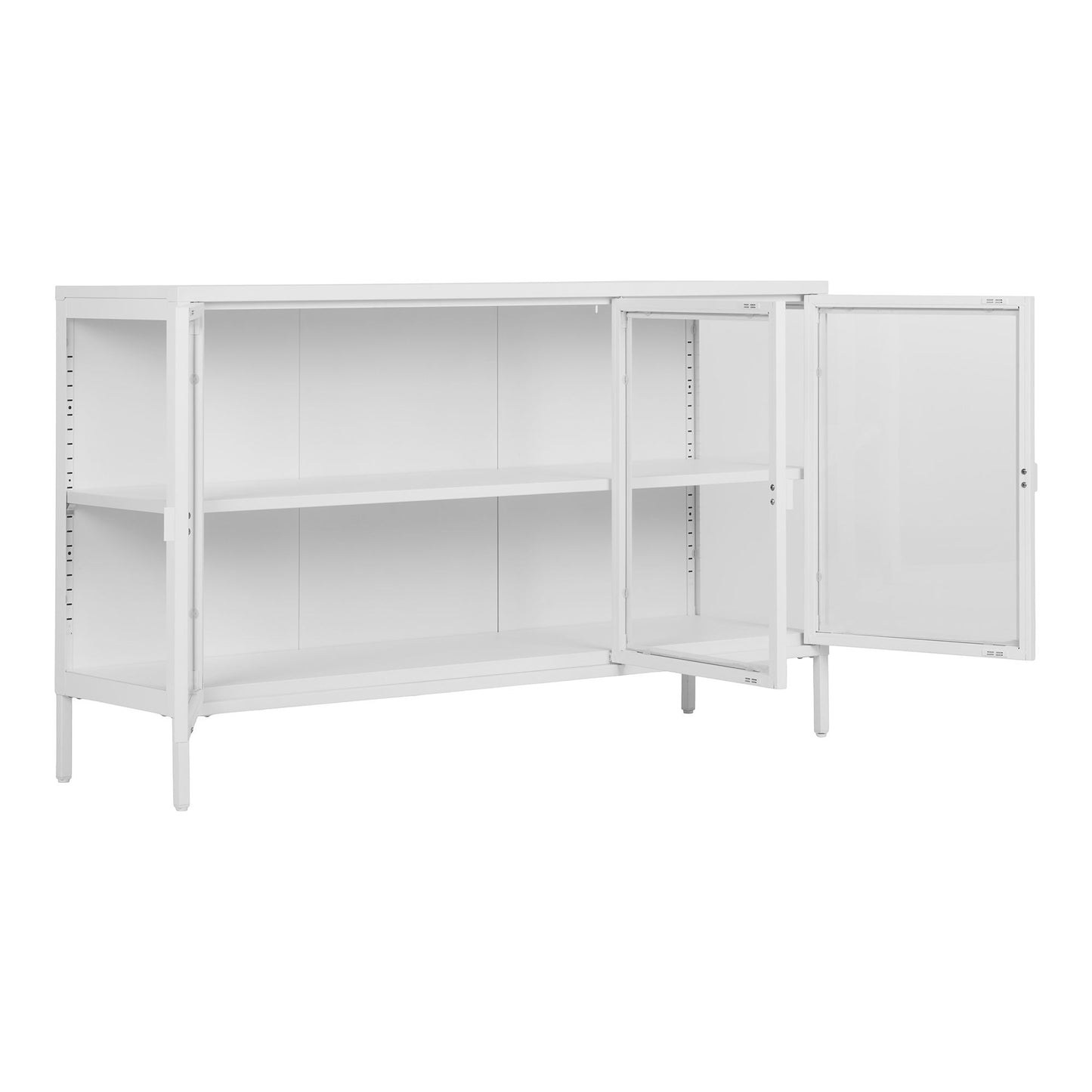 Brisbane Skænk - Skænk, 3 Glaslåger, Stål, Hvid 140X40X85 Cm ⎮ 5713917031429 ⎮ 3001051
