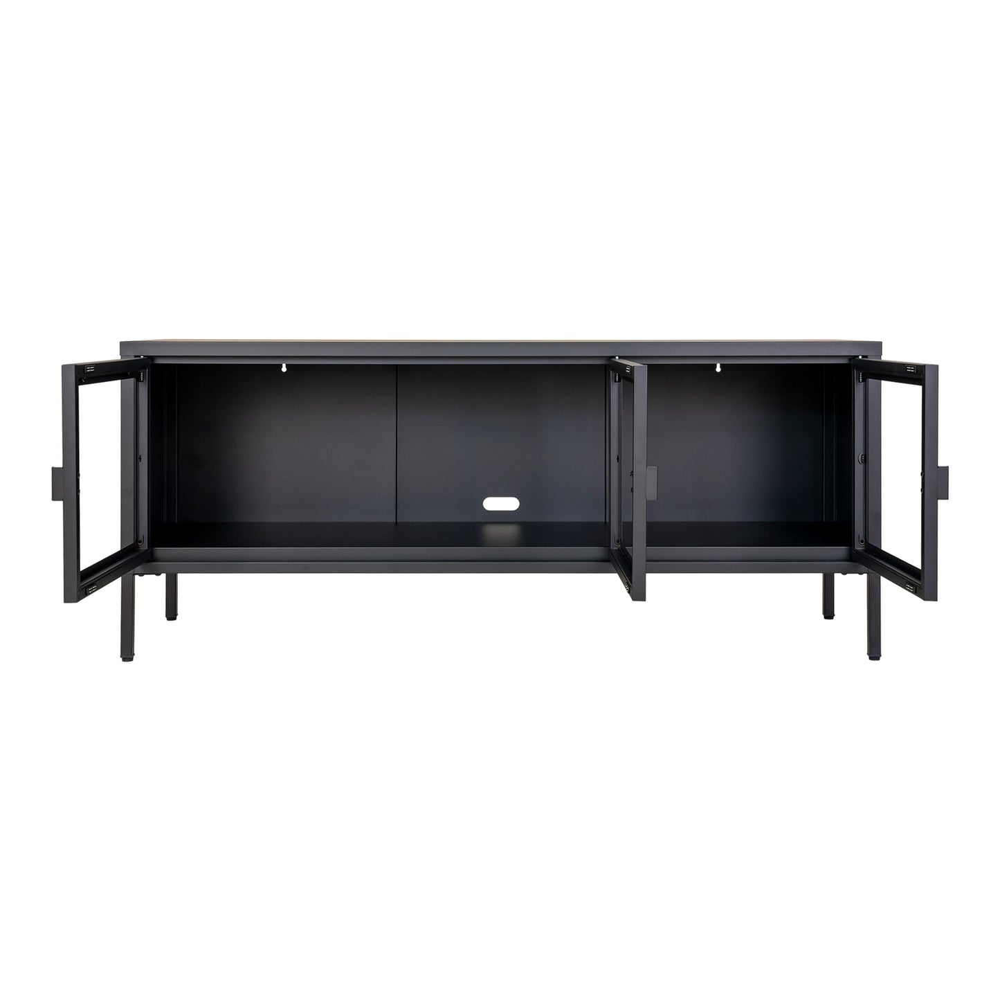 Brisbane Tv-Bænk - Tv-Bænk, 3 Glaslåger, Stål, Sort 130X40X55 Cm ⎮ 5713917018543 ⎮ 3001055