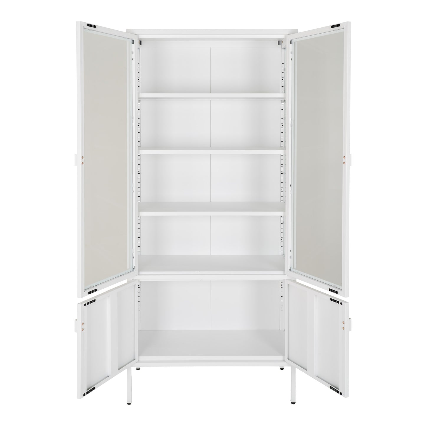 Brisbane Vitrineskab - Vitrineskab, 4 Låger, Stål, Hvid 80X35X180 Cm ⎮ 5713917022786 ⎮ 3001058