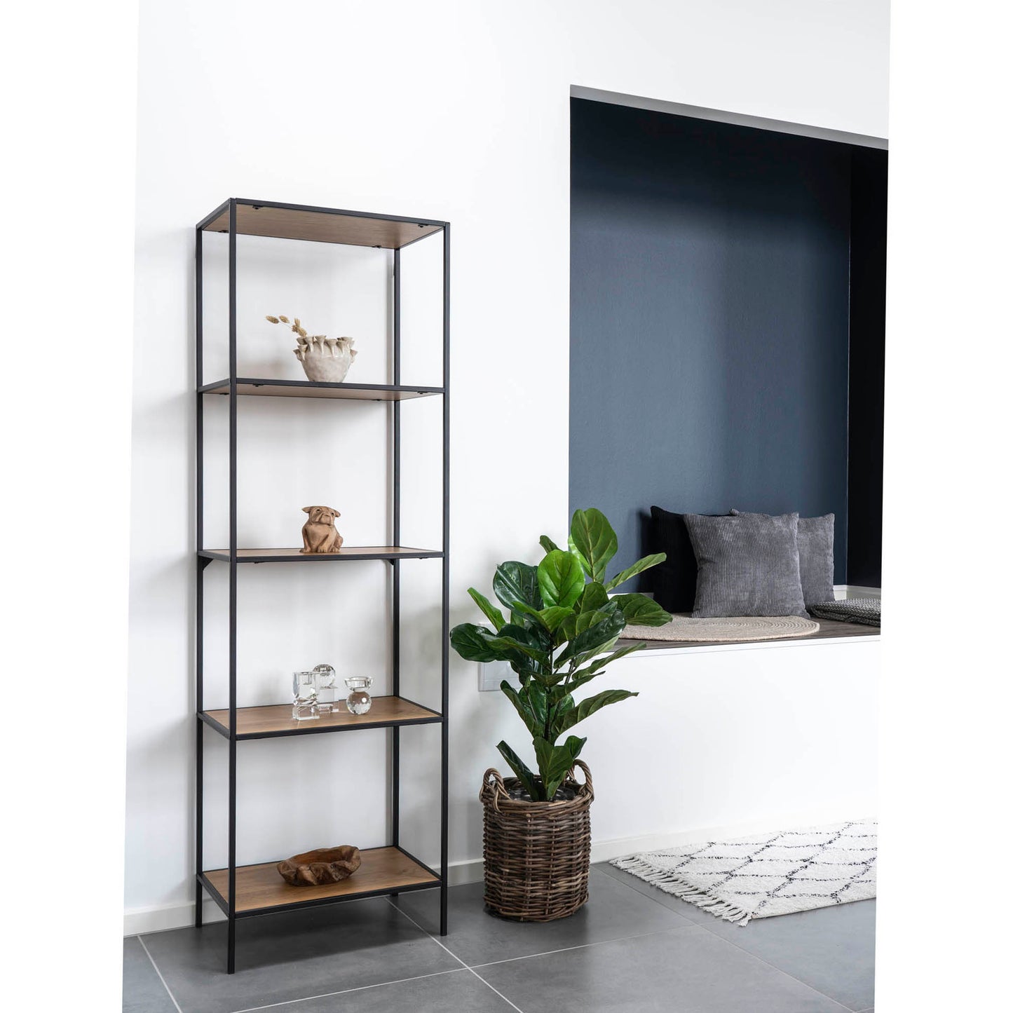 Vita Reol - Reol, 5 Hylder, Egetræslook, Sort Stel 51X36X170 Cm ⎮ 5713917008803 ⎮ 3001075