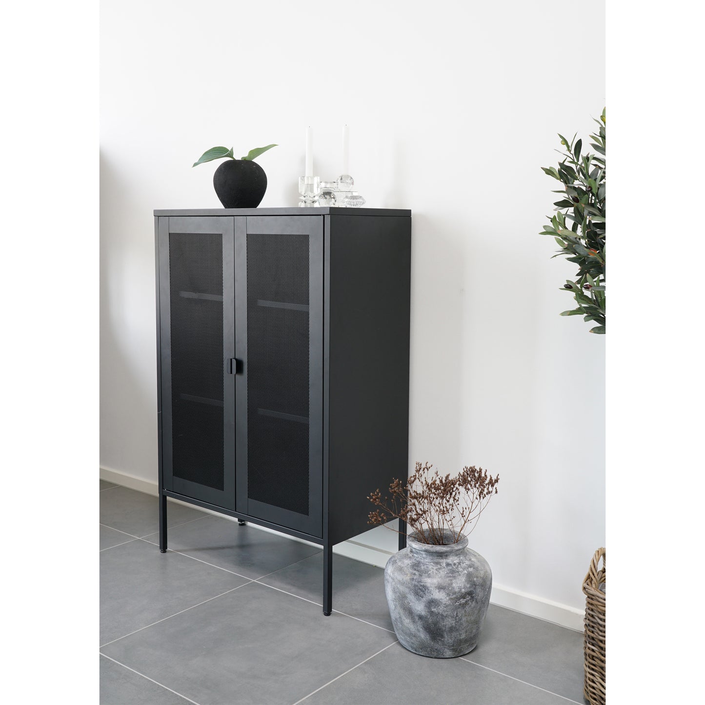 Melbourne Skab - Skab, 2 Trådnetslåger, Stål, Sort 80X40X120 Cm ⎮ 5713917004447 ⎮ 3001080