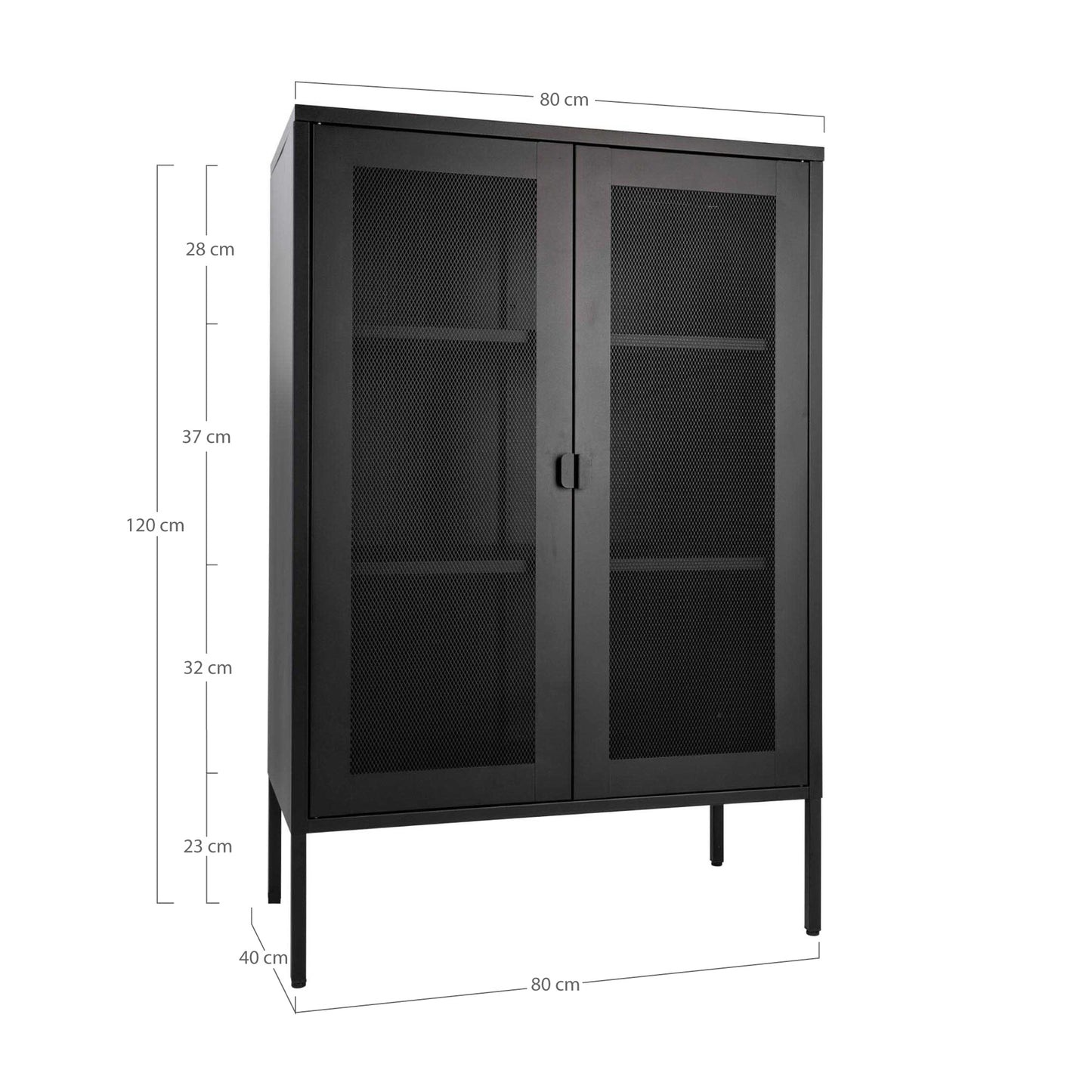 Melbourne Skab - Skab, 2 Trådnetslåger, Stål, Sort 80X40X120 Cm ⎮ 5713917004447 ⎮ 3001080