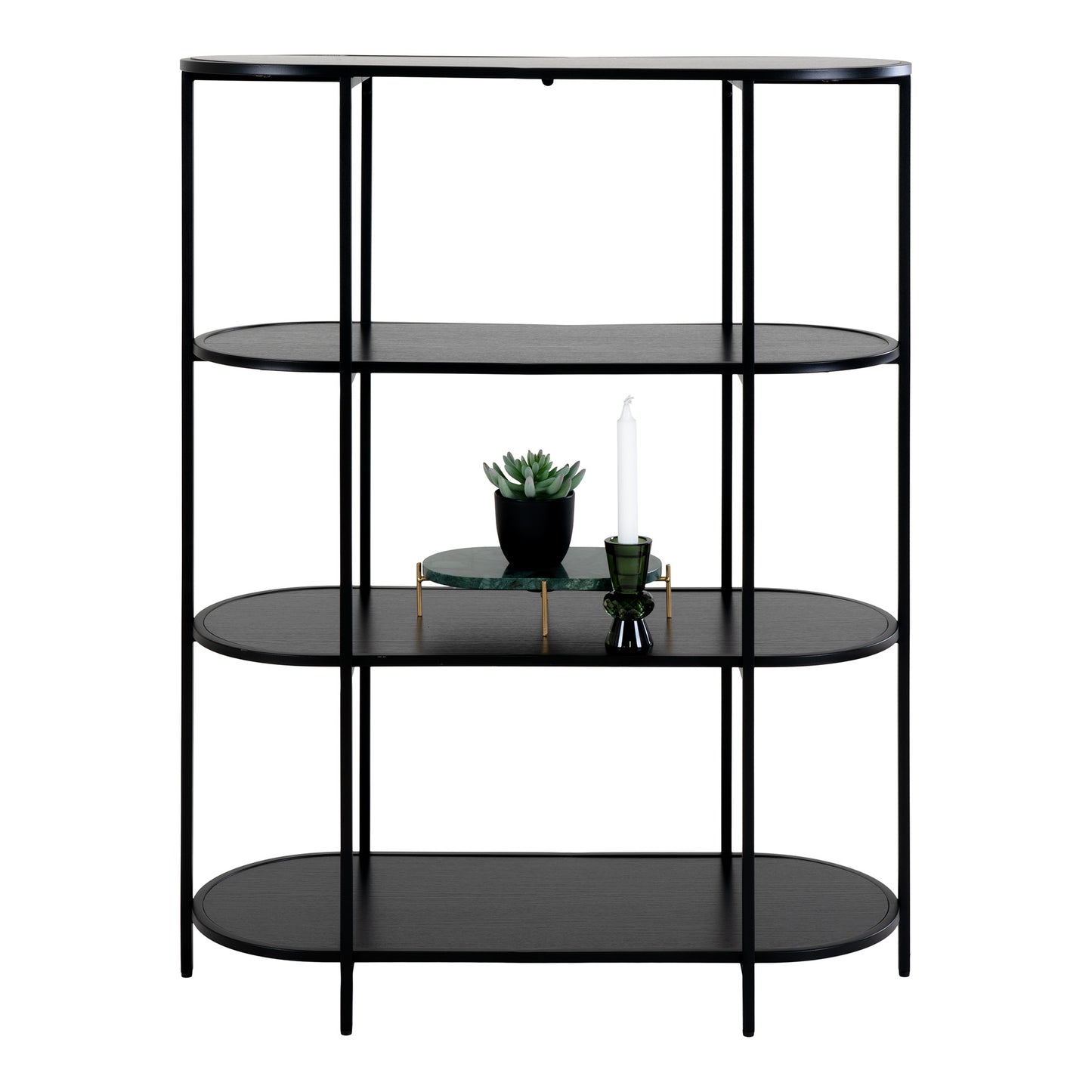 Vita Reol - Oval Reol, 4 Hylder, Sort, Sort Stel 85X36X111 Cm ⎮ 5713917018857 ⎮ 3001150