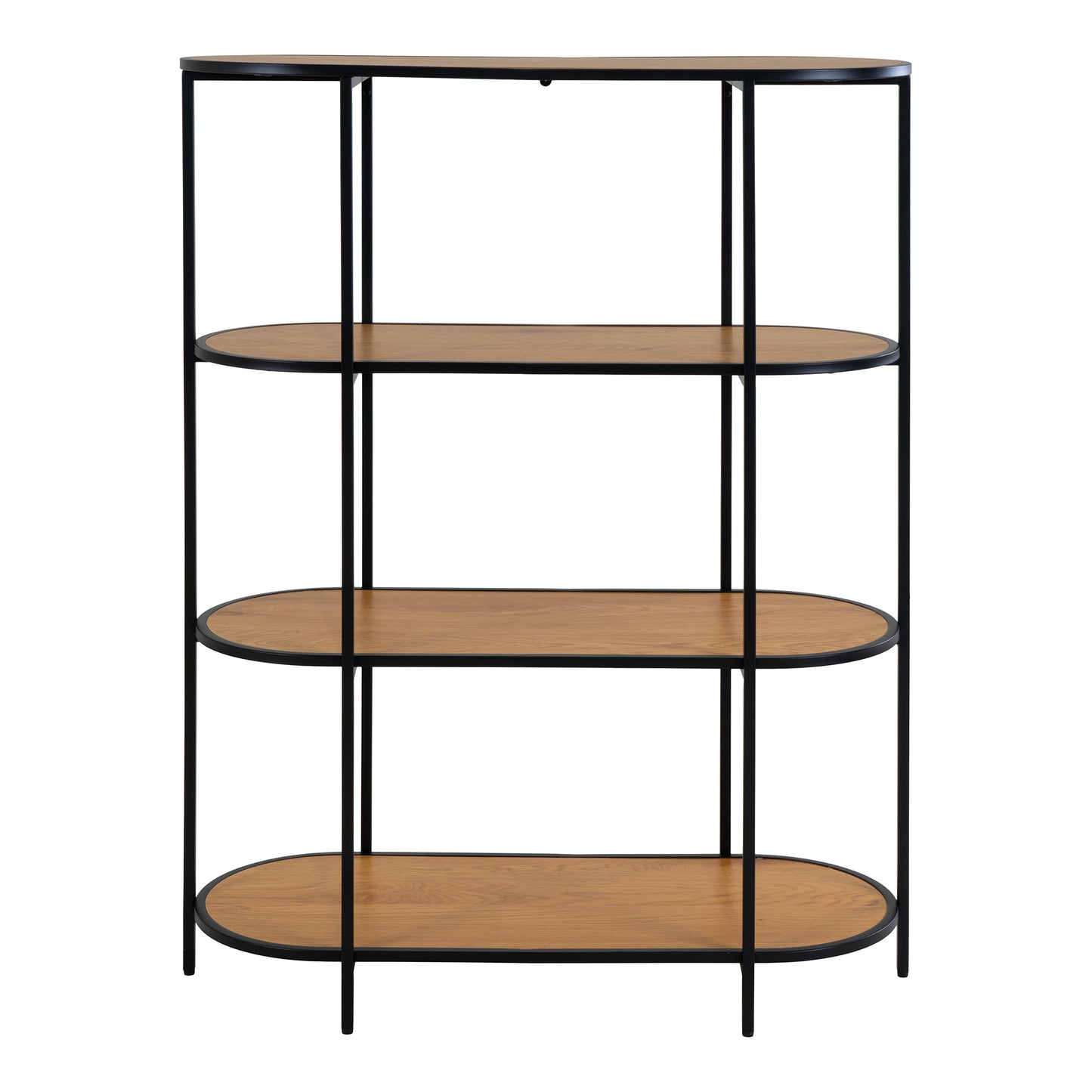 Vita Reol - Oval Reol, 4 Hylder, Egetræslook, Sort Stel 85X36X111 Cm ⎮ 5713917018864 ⎮ 3001155