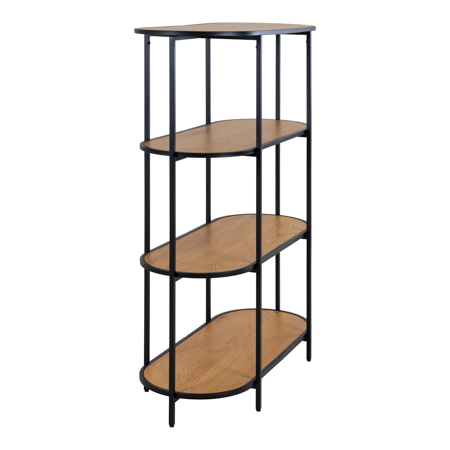 Vita Reol - Oval Reol, 4 Hylder, Egetræslook, Sort Stel 85X36X111 Cm ⎮ 5713917018864 ⎮ 3001155