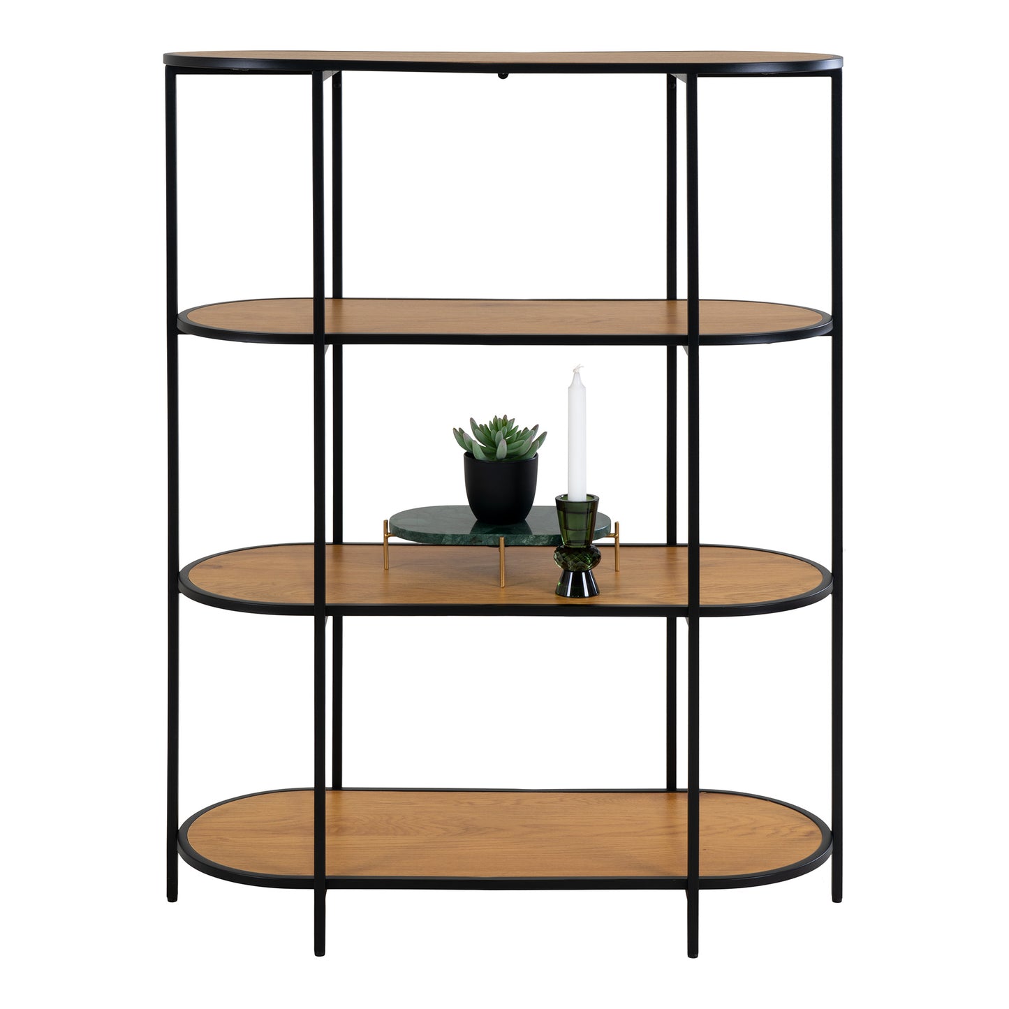 Vita Reol - Oval Reol, 4 Hylder, Egetræslook, Sort Stel 85X36X111 Cm ⎮ 5713917018864 ⎮ 3001155