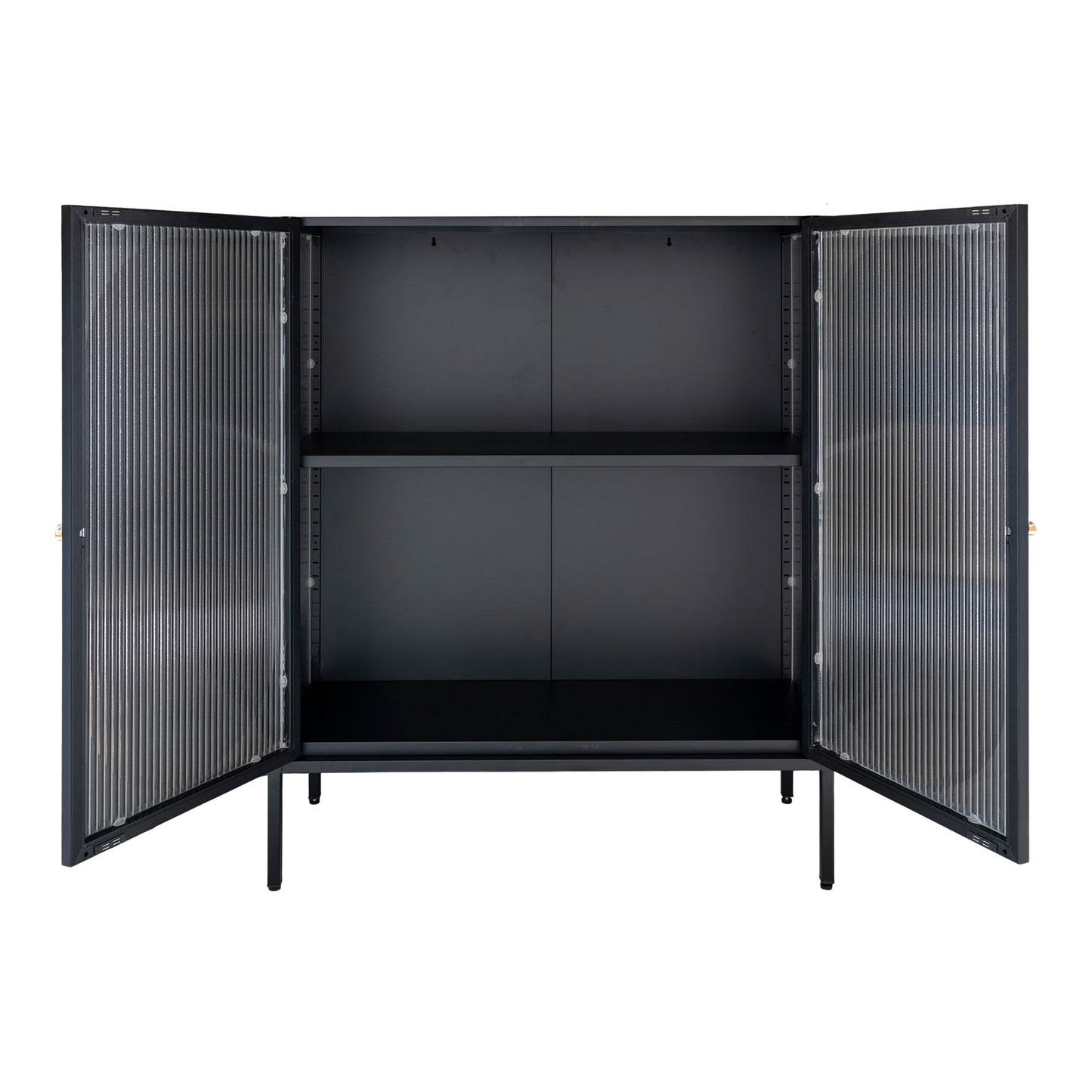 Adelaide Vitrineskab - Vitrineskab, 2 Riflede Glasdøre, Stål, Sort 90X35X110 Cm ⎮ 5713917018567 ⎮ 3001205
