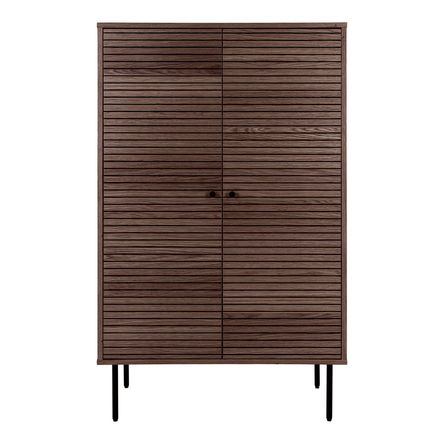 Kyoto Vitrineskab - Vitrineskab, 2 Låger, Egefiner, Smoked, Sorte Metalben 80X40X130 Cm ⎮ 5713917032532 ⎮ 3002001