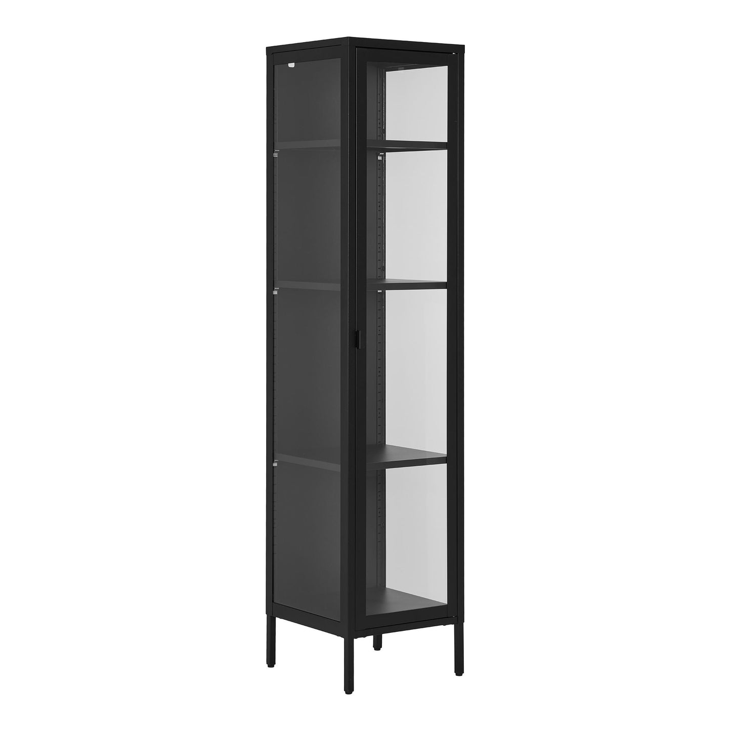 Brisbane Smalt Vitrineskab - Smalt Vitrineskab, 1 Glaslåge, Stål, Sort 40X35X180 Cm ⎮ 5713917031559 ⎮ 3003000
