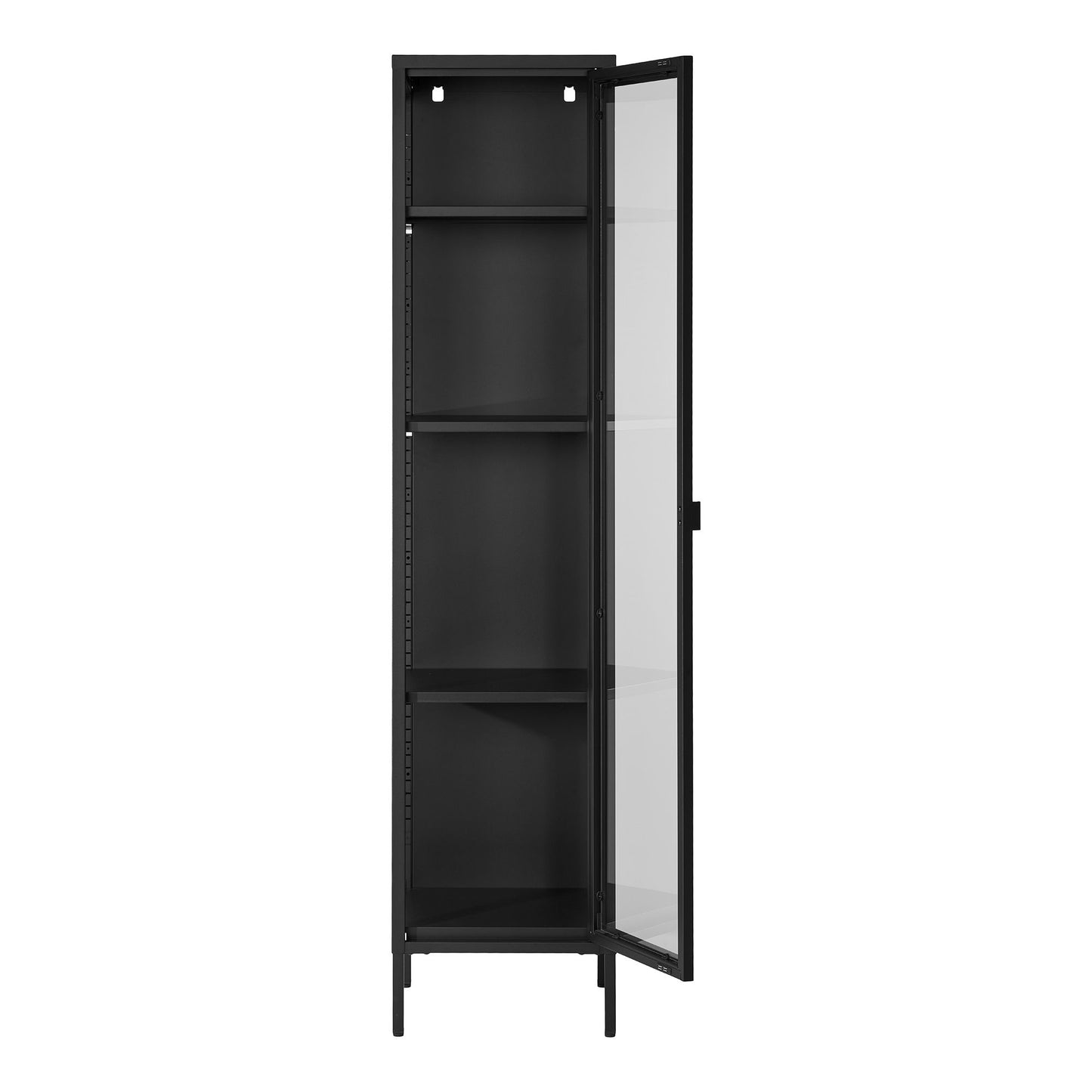 Brisbane Smalt Vitrineskab - Smalt Vitrineskab, 1 Glaslåge, Stål, Sort 40X35X180 Cm ⎮ 5713917031559 ⎮ 3003000