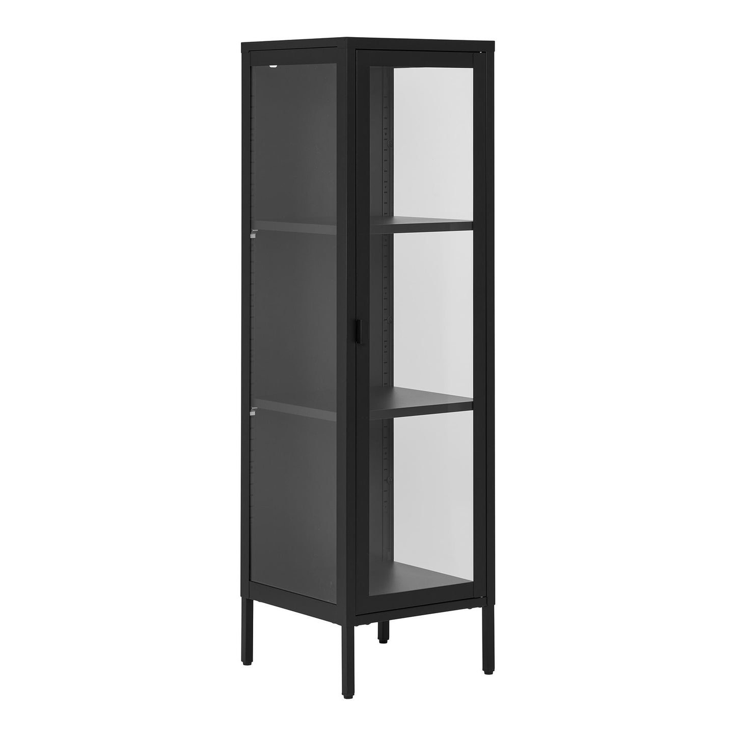 Brisbane Smalt Vitrineskab - Smalt Vitrineskab, 1 Glaslåge, Stål, Sort 40X35X140 Cm ⎮ 5713917031566 ⎮ 3003005