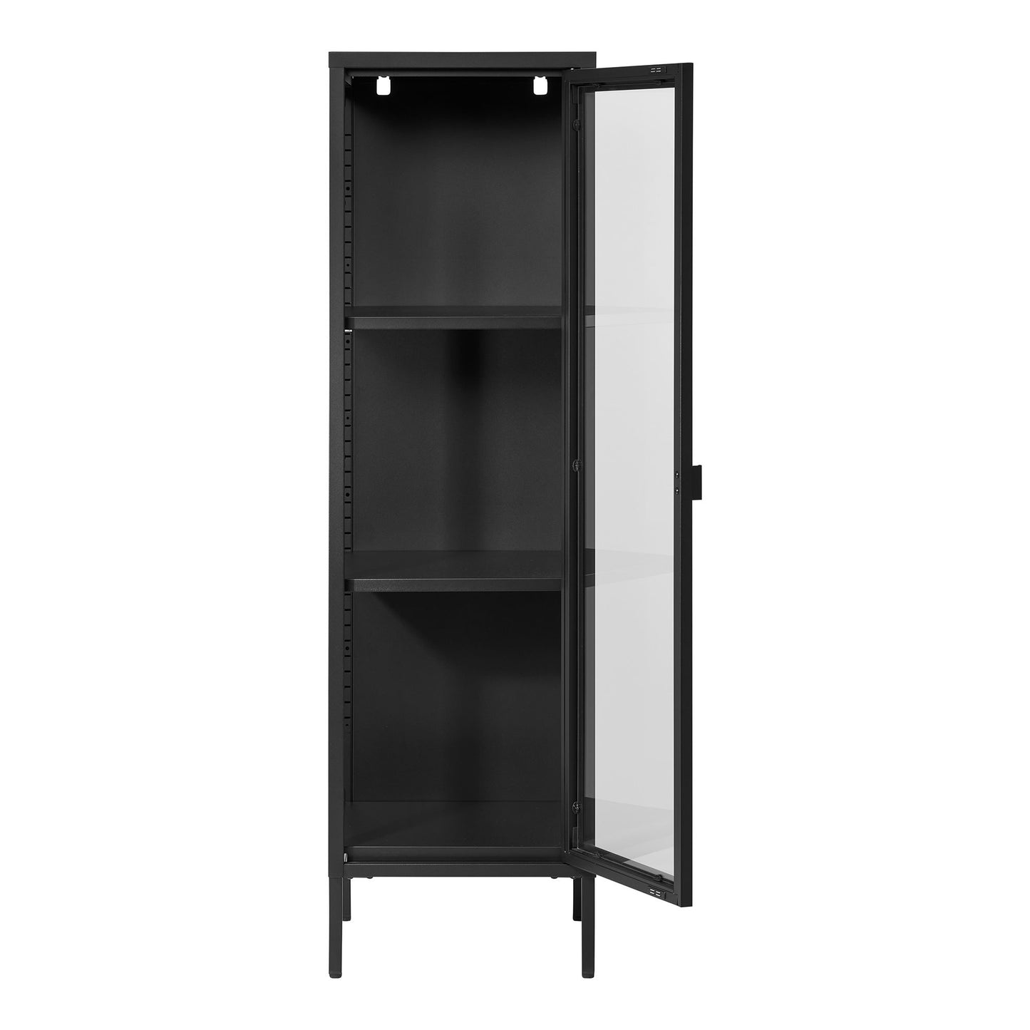 Brisbane Smalt Vitrineskab - Smalt Vitrineskab, 1 Glaslåge, Stål, Sort 40X35X140 Cm ⎮ 5713917031566 ⎮ 3003005
