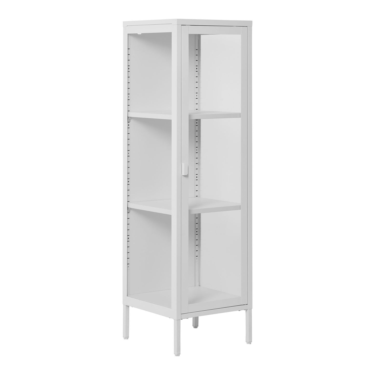 Brisbane Smalt Vitrineskab - Smalt Vitrineskab, 1 Glaslåge, Stål, Hvid 40X35X140 Cm ⎮ 5713917031627 ⎮ 3003006