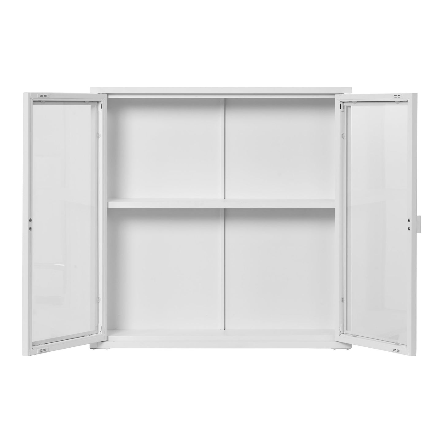 Brisbane Hængende Vitrineskab - Hængende Vitrineskab, 2 Glaslåger, Stål, Hvid 80X18X80 Cm ⎮ 5713917031634 ⎮ 3003011