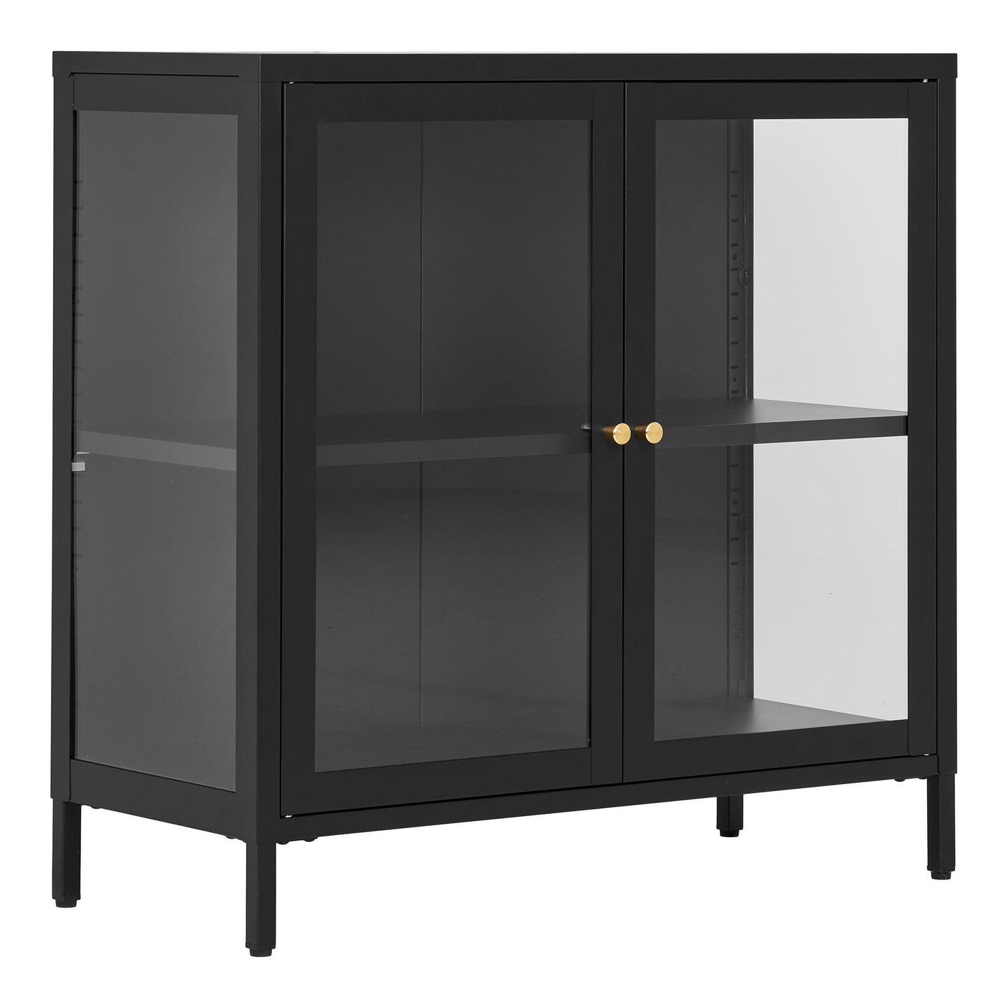 Dalby Skab - Skab, 2 Glaslåger, Stål, Sort 80X35X80 Cm ⎮ 5713917031580 ⎮ 3003015