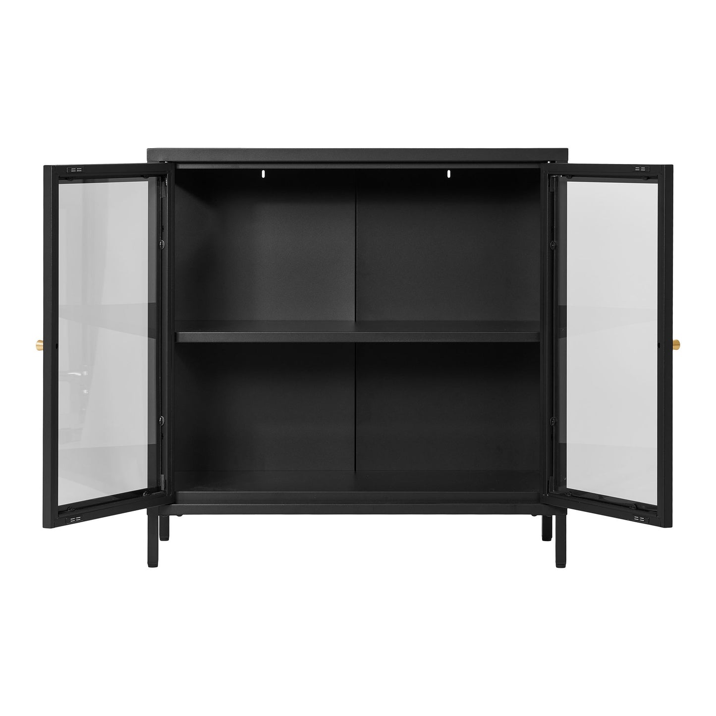 Dalby Skab - Skab, 2 Glaslåger, Stål, Sort 80X35X80 Cm ⎮ 5713917031580 ⎮ 3003015
