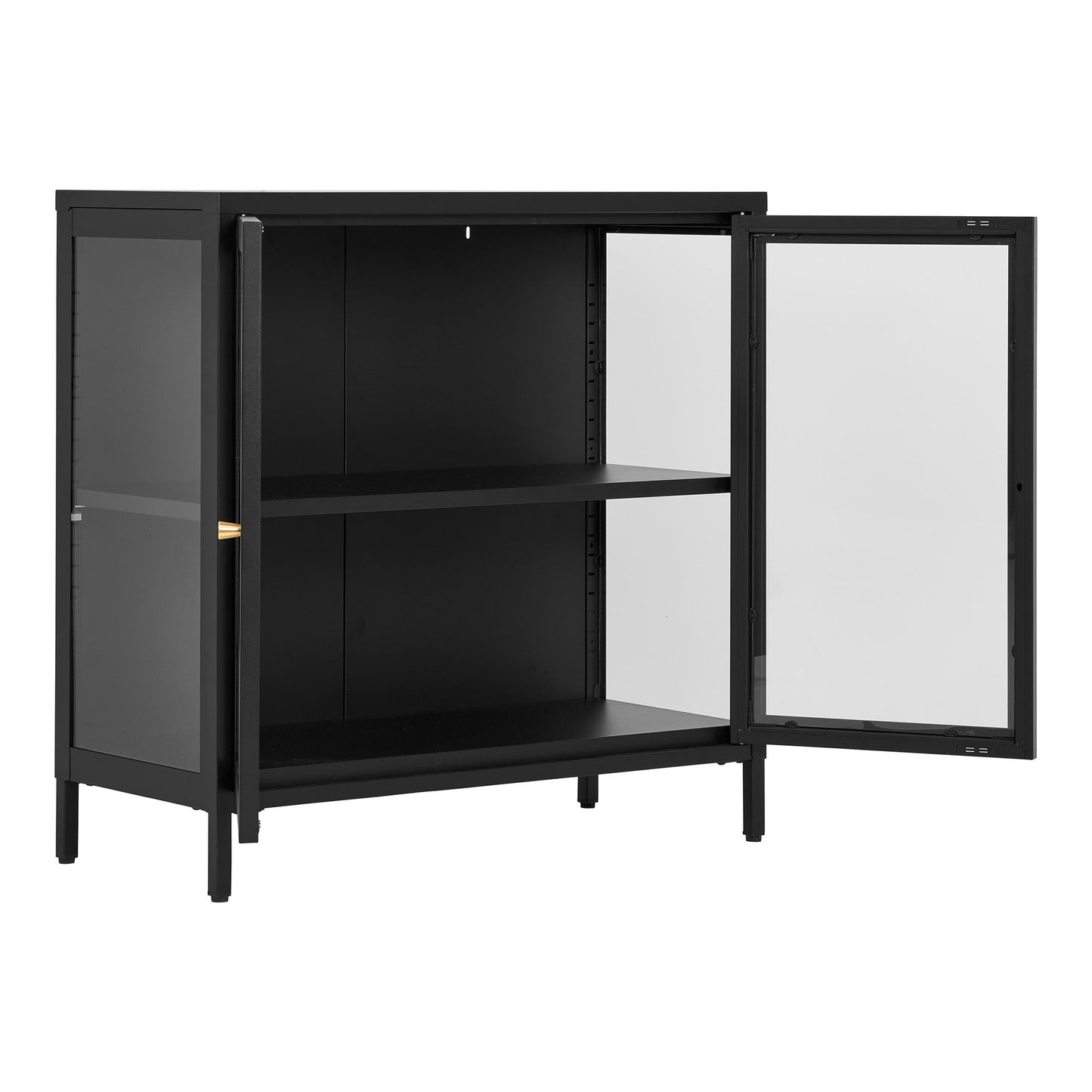 Dalby Skab - Skab, 2 Glaslåger, Stål, Sort 80X35X80 Cm ⎮ 5713917031580 ⎮ 3003015