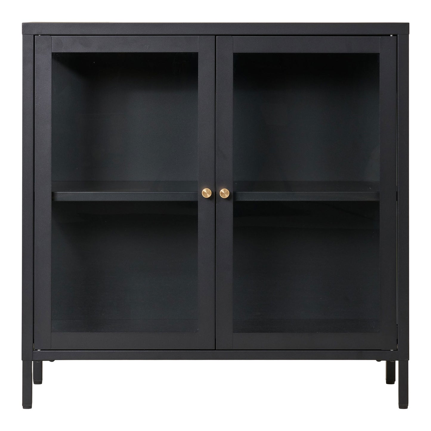 Dalby Skab - Skab, 2 Glaslåger, Stål, Sort 80X35X80 Cm ⎮ 5713917031580 ⎮ 3003015