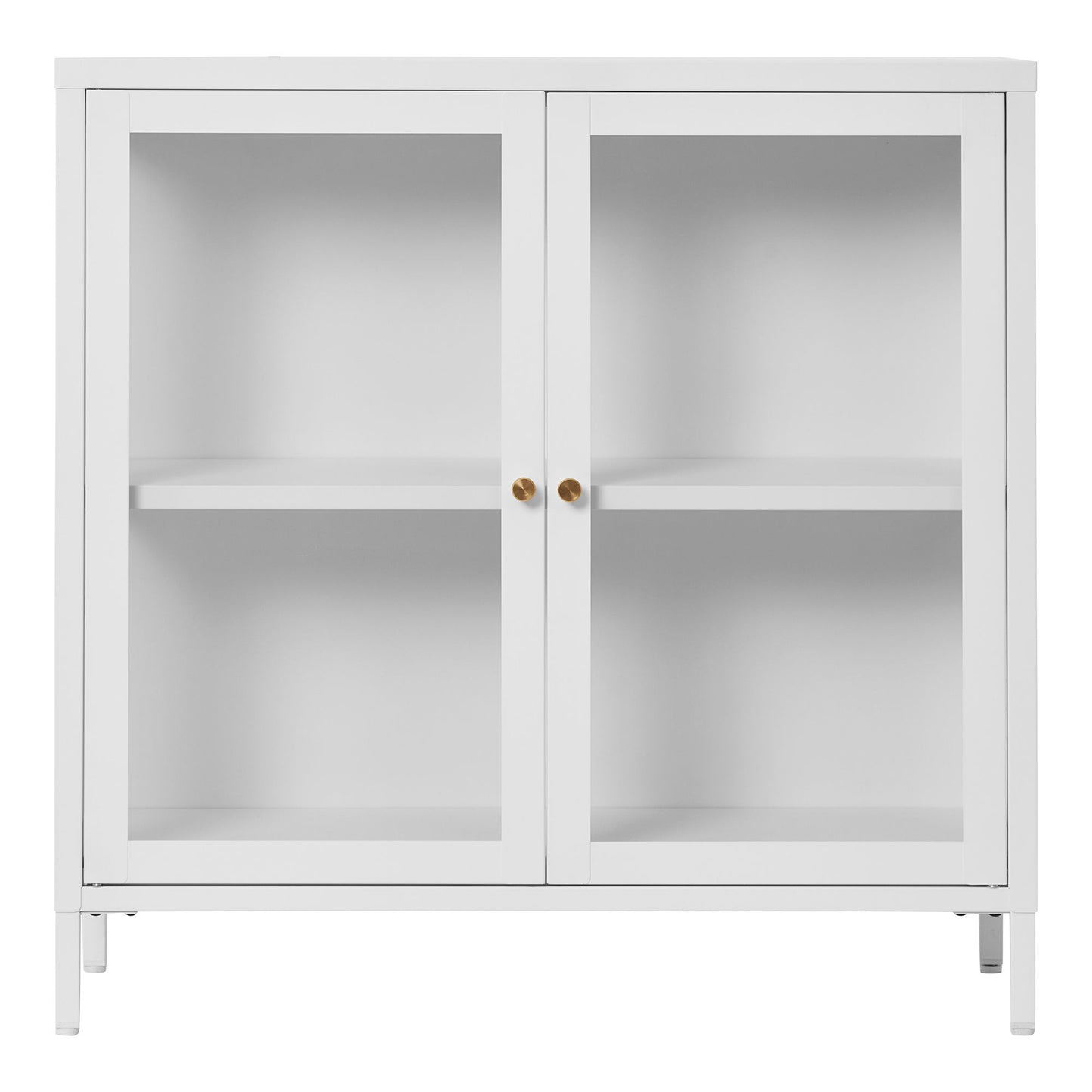 Dalby Skab - Skab, 2 Glaslåger, Stål, Hvid 80X35X80 Cm ⎮ 5713917031641 ⎮ 3003016