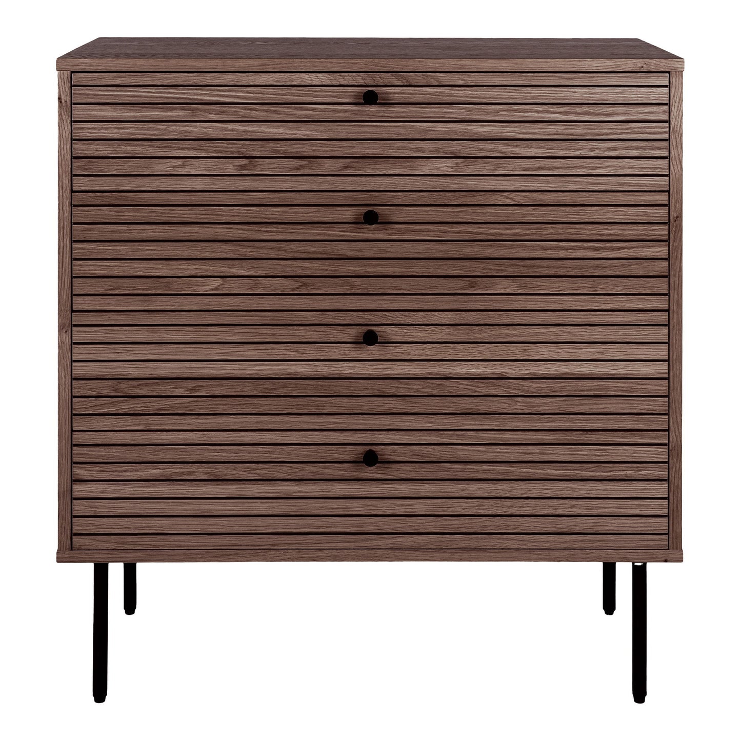 Kyoto Kommode - Kommode, 4 Skuffer, Egefiner, Smoked, Sorte Metalben 80X40X85 Cm ⎮ 5713917032488 ⎮ 3101006