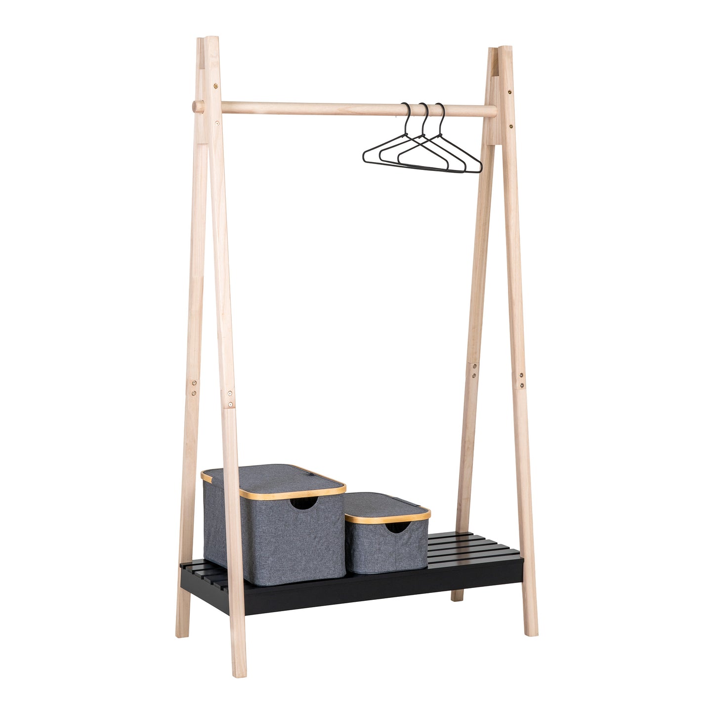 Torino Tøjstativ - Tøjstativ, Mdr/Kejsertræ, Naturt/Sort94,5X39X170 Cm ⎮ 5713917018581 ⎮ 3604051