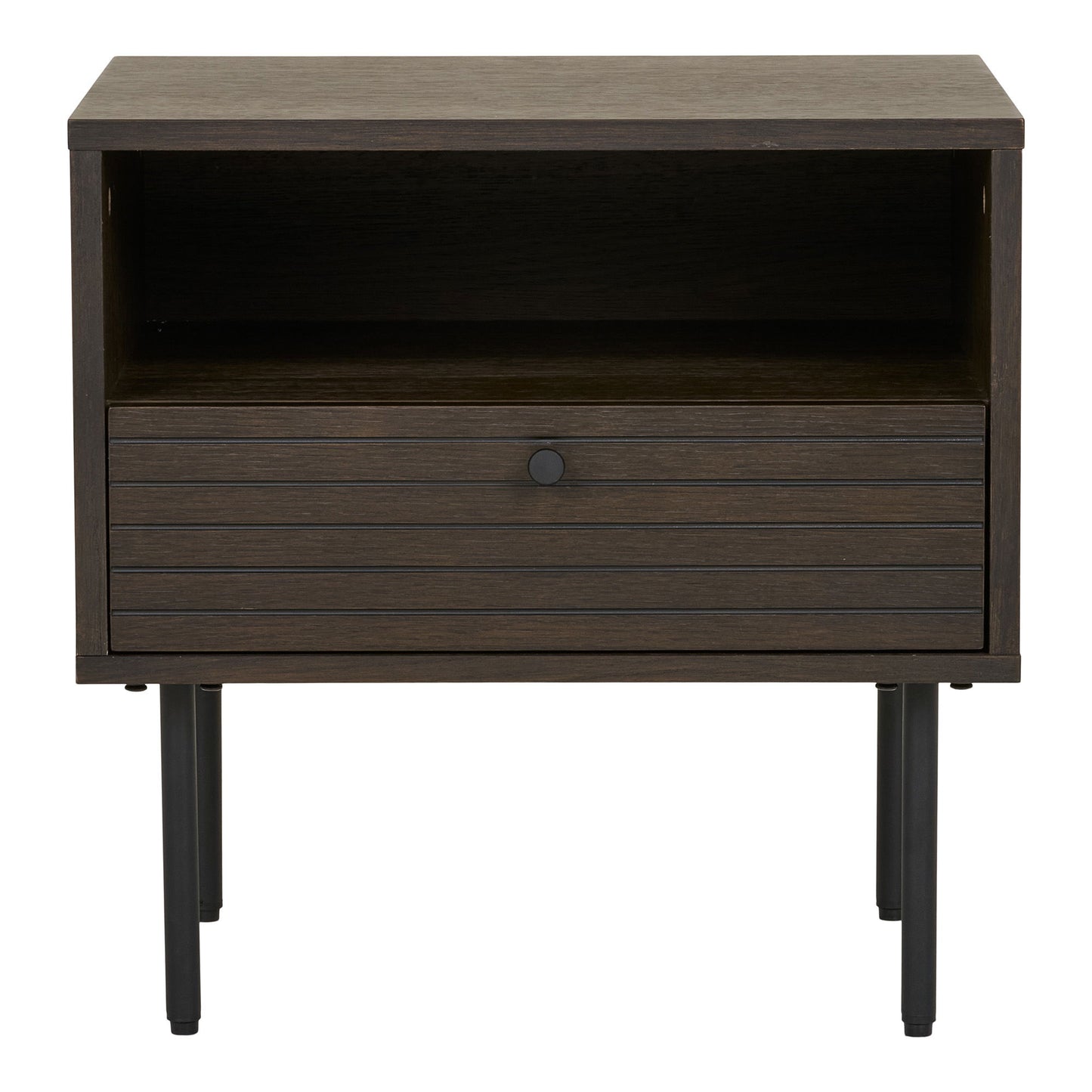 Kyoto Hjørnebord - Hjørnebord, 1 Skuffe, Egefiner, Smoked, Sorte Metalben 50X40X50 Cm ⎮ 5713917032495 ⎮ 3701001
