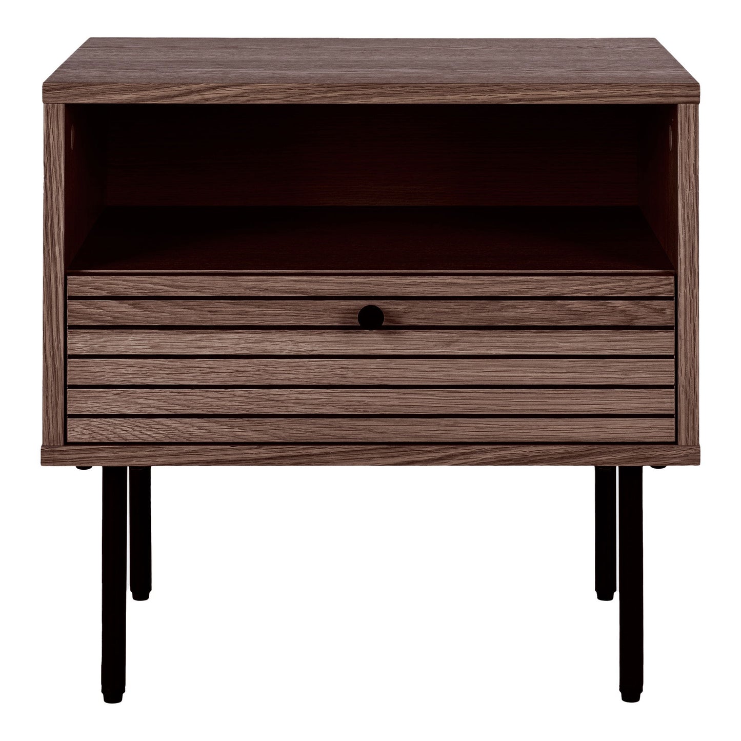 Kyoto Hjørnebord - Hjørnebord, 1 Skuffe, Egefiner, Smoked, Sorte Metalben 50X40X50 Cm ⎮ 5713917032495 ⎮ 3701001