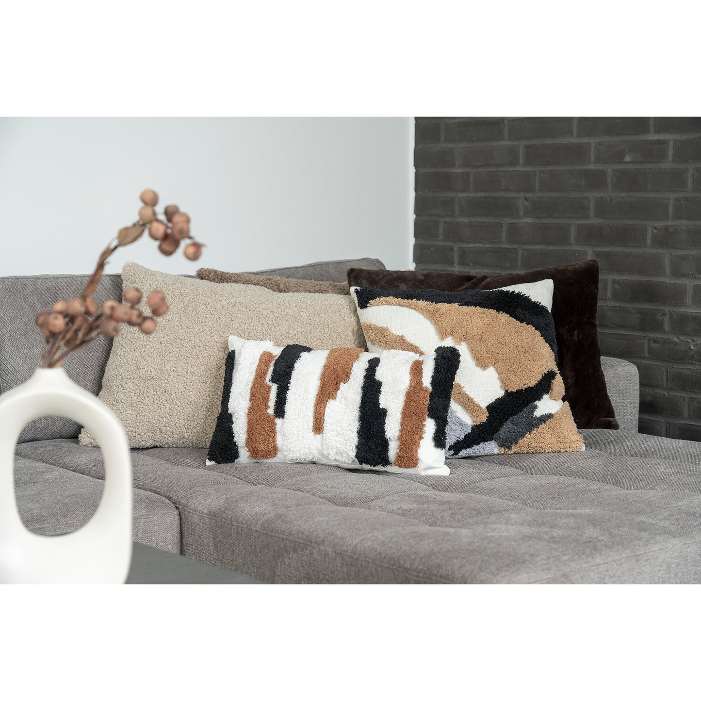 Tavira Pude - Pude, Gråbrun Bouclé 45X60 Cm ⎮ 5713917020058 ⎮ 3962075