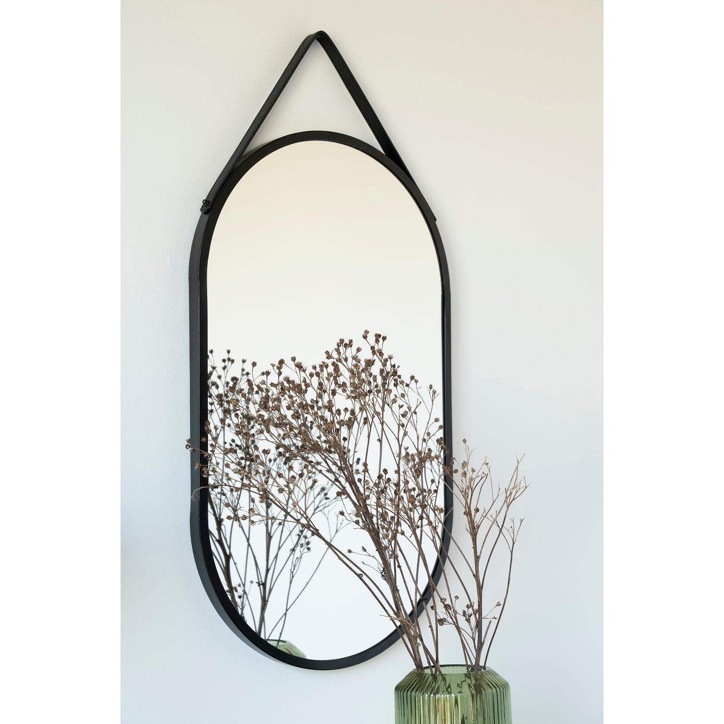 Trapani Spejl - Spejl, Stål/Kunstlæder, Sort, 35X60 Cm ⎮ 5713917018185 ⎮ 4001080